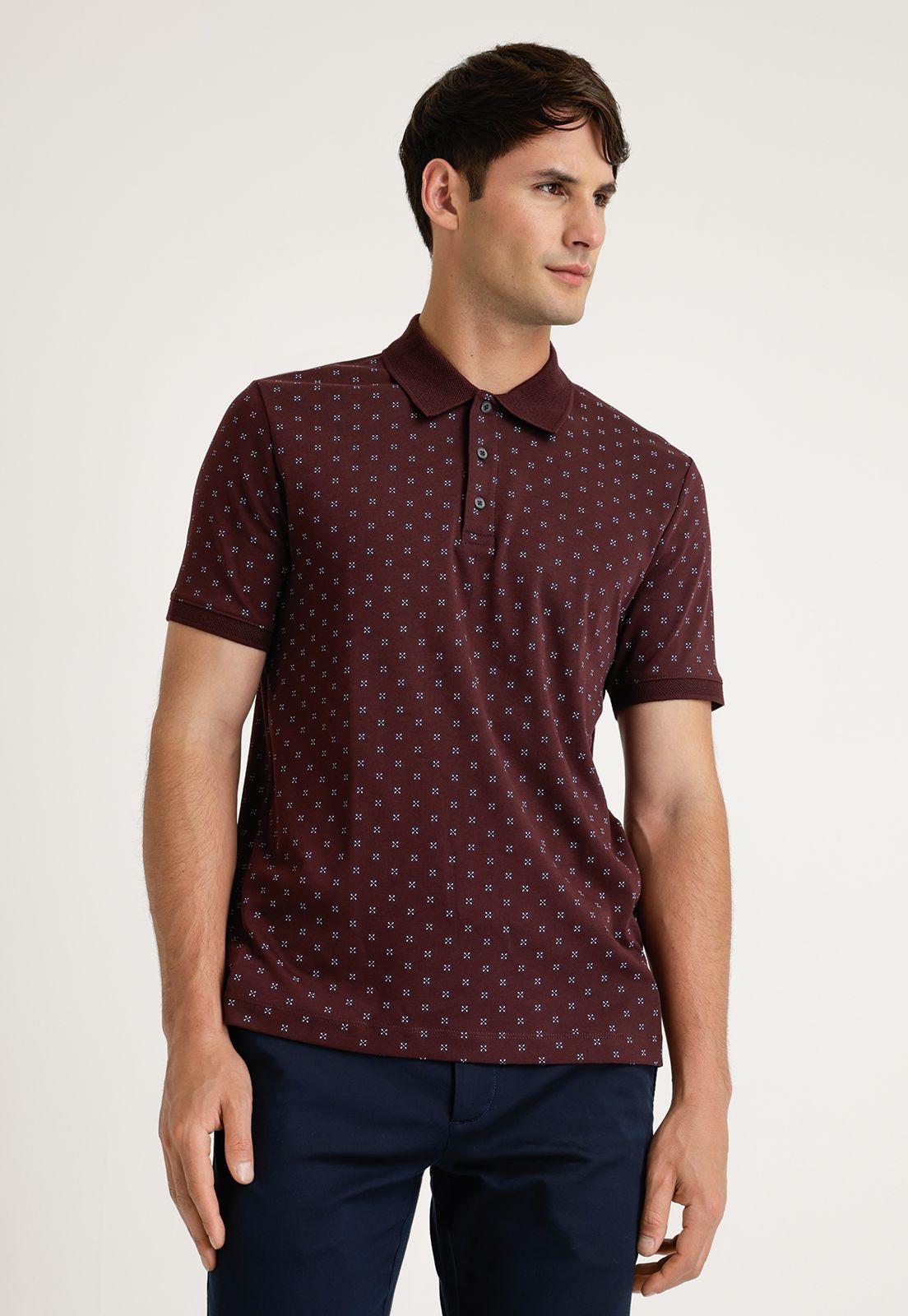 Polera Hombre Polo Estampada Burdeo-0