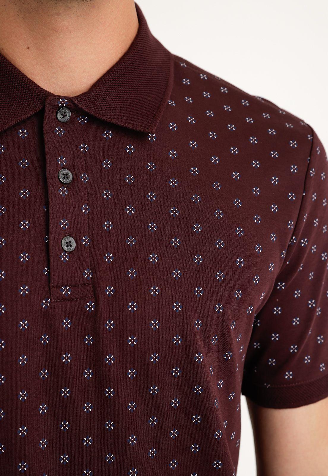 Polera Hombre Polo Estampada Burdeo-2
