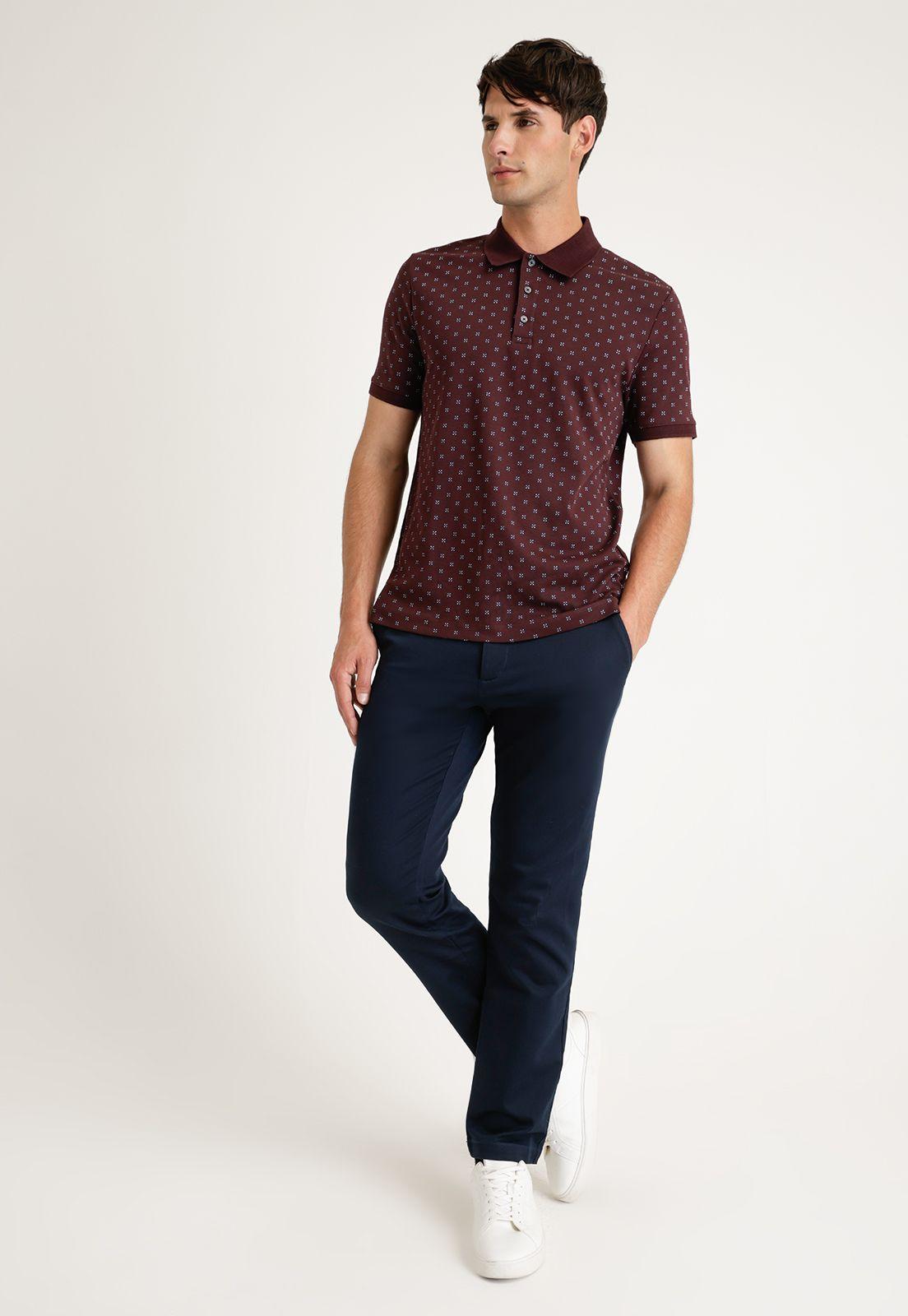 Polera Hombre Polo Estampada Burdeo-3