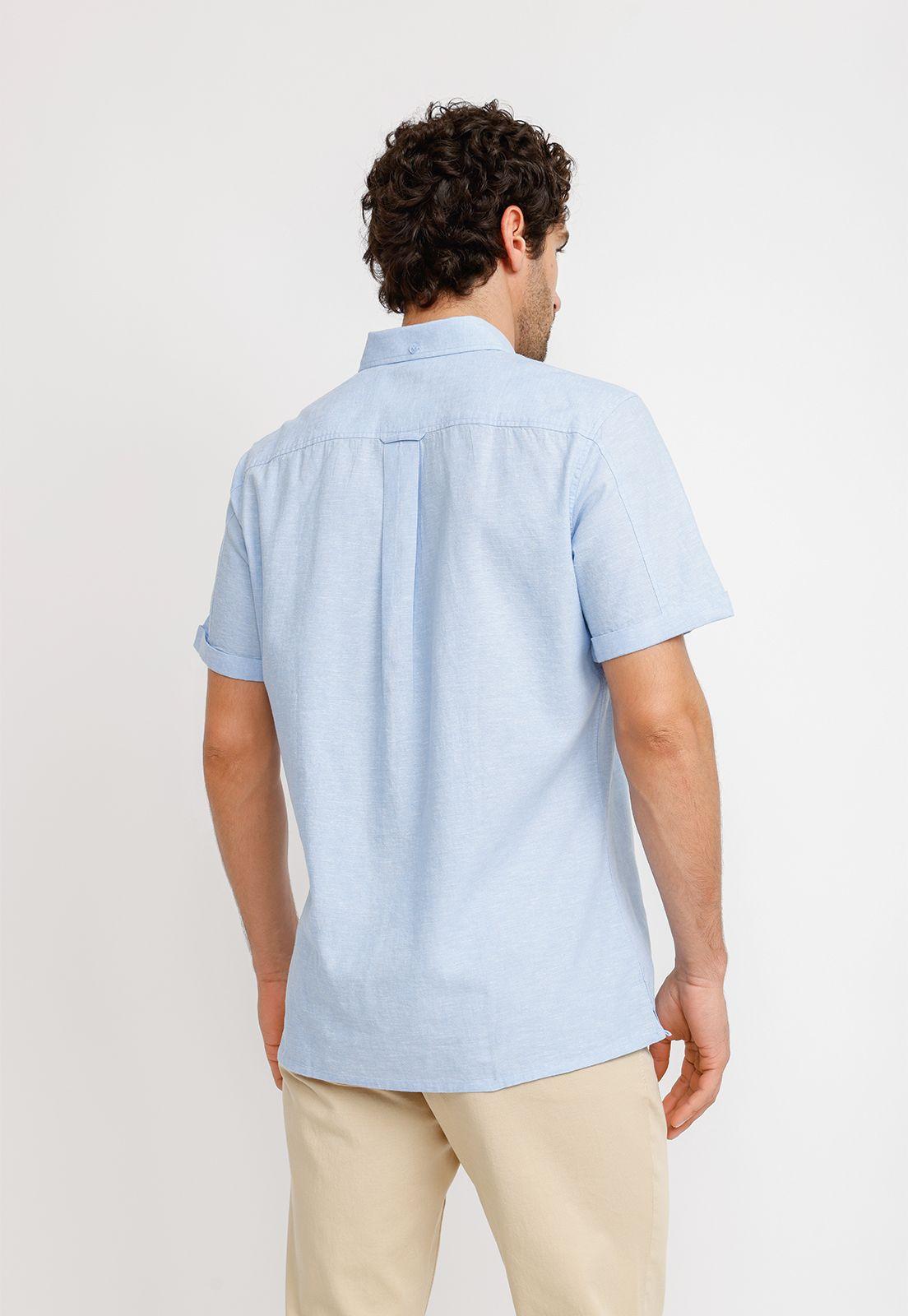 Camisa Lino Algodón Boris Celeste-1