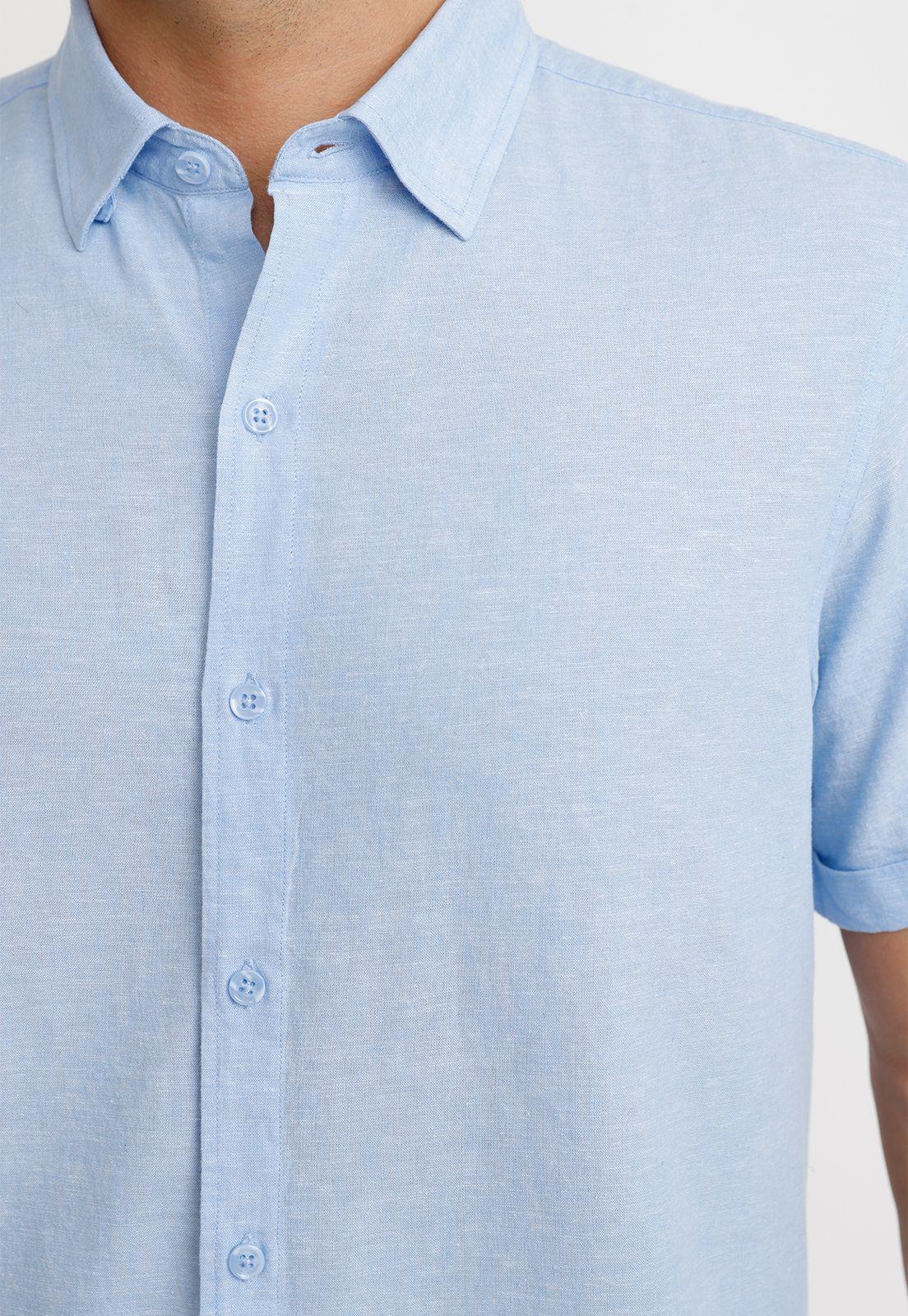 Camisa Lino Algodón Boris Celeste-2