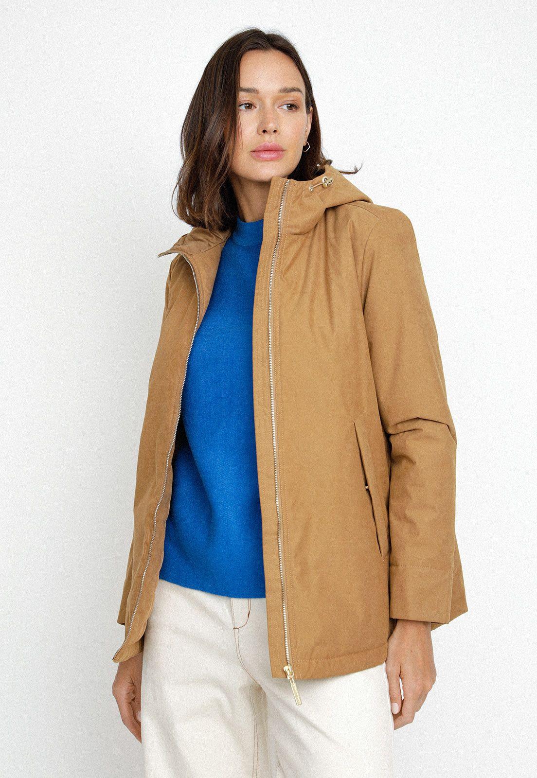 Parka de Mujer Repelente al Agua Camel-0