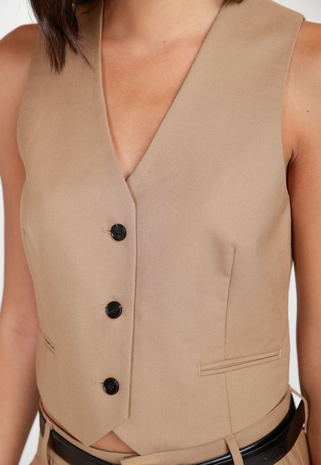 Vest Mujer Lana Camel-2