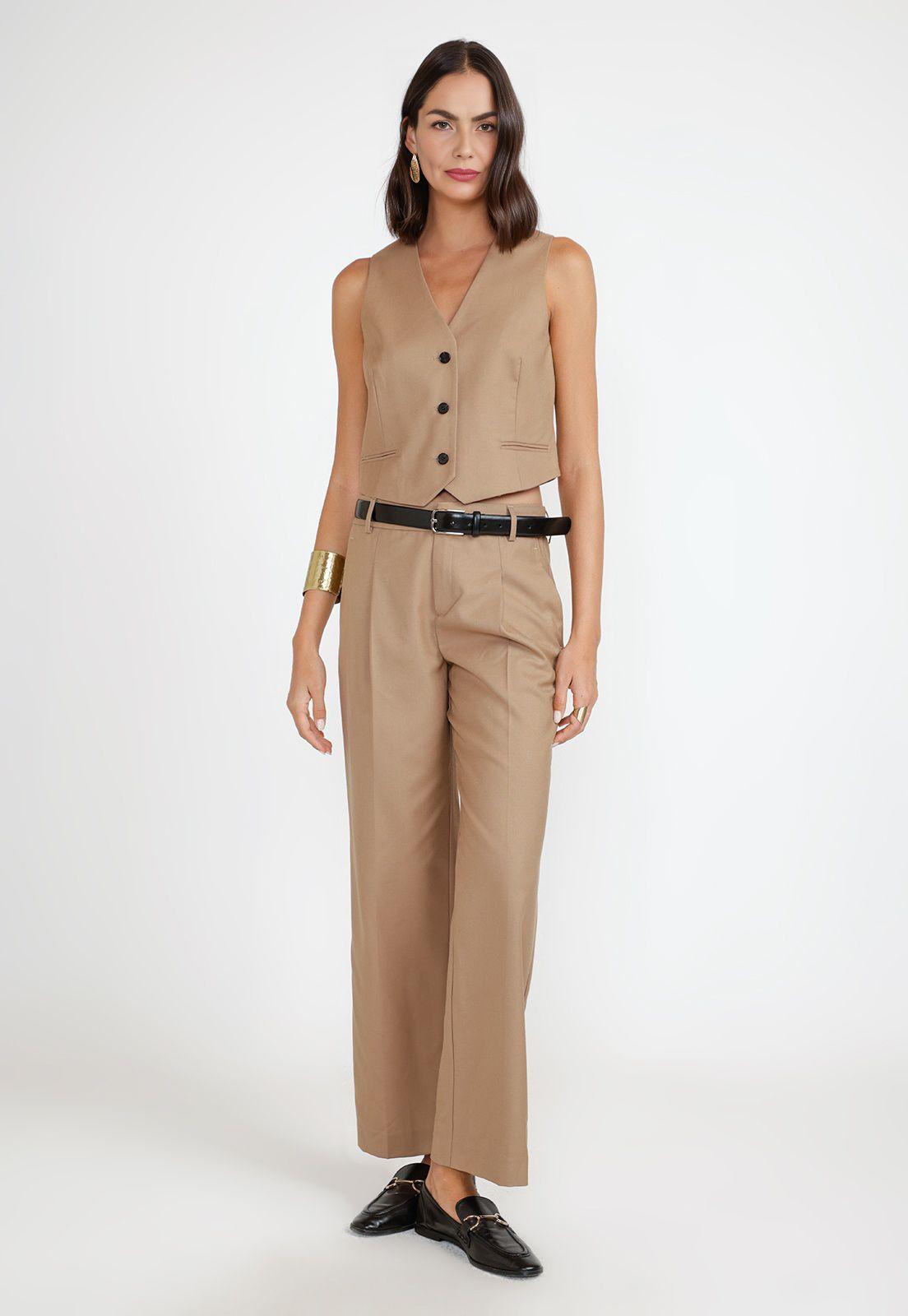 Vest Mujer Lana Camel-3