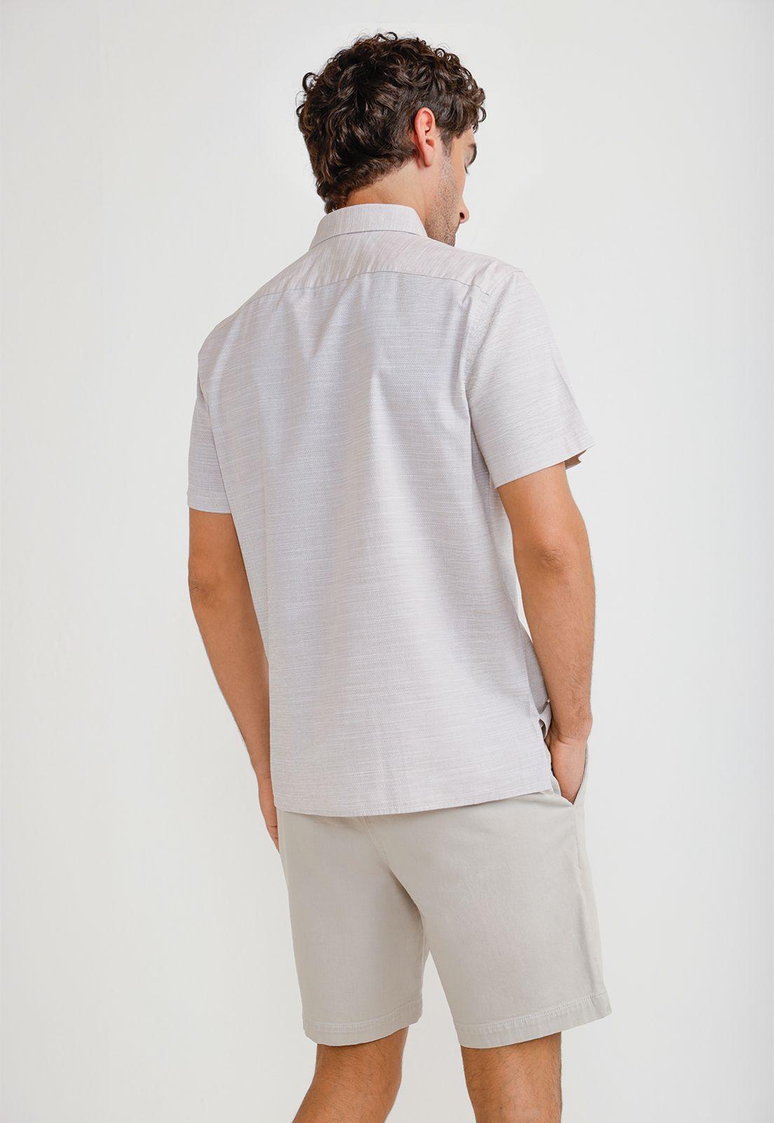 Camisa Hombre Manga Corta Algodón Beige 4KSW7013-1