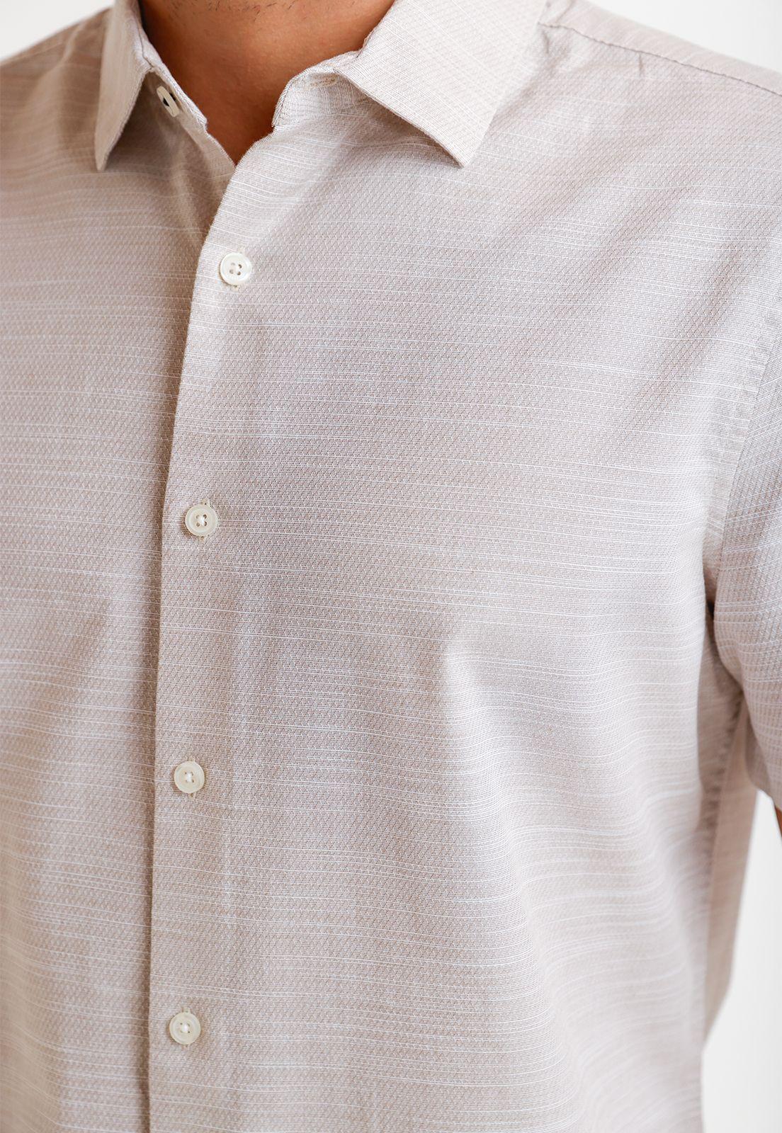 Camisa Hombre Manga Corta Algodón Beige 4KSW7013-2