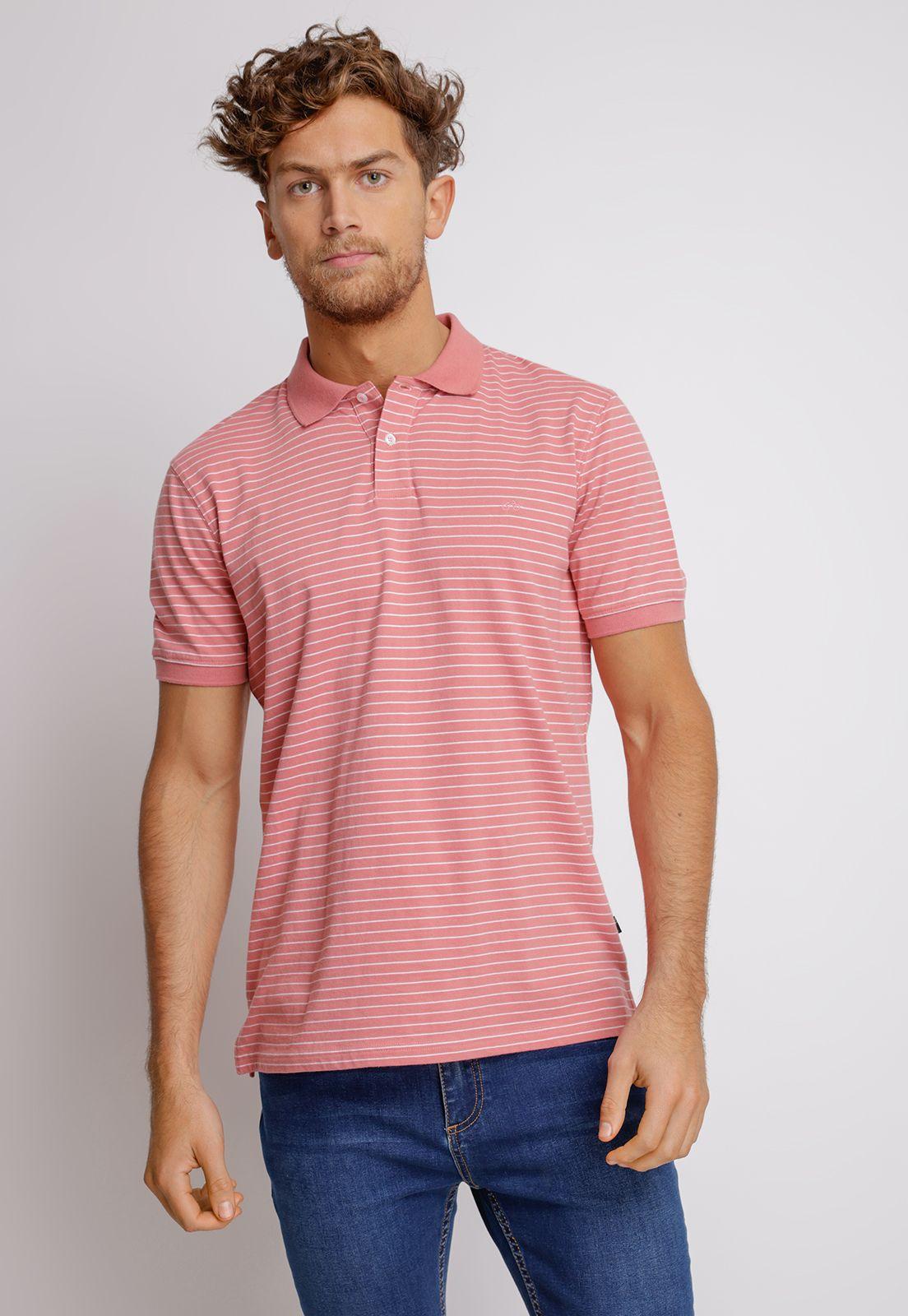 Polera Manga Corta hombre Slim Fit Max Algodón Coral-0