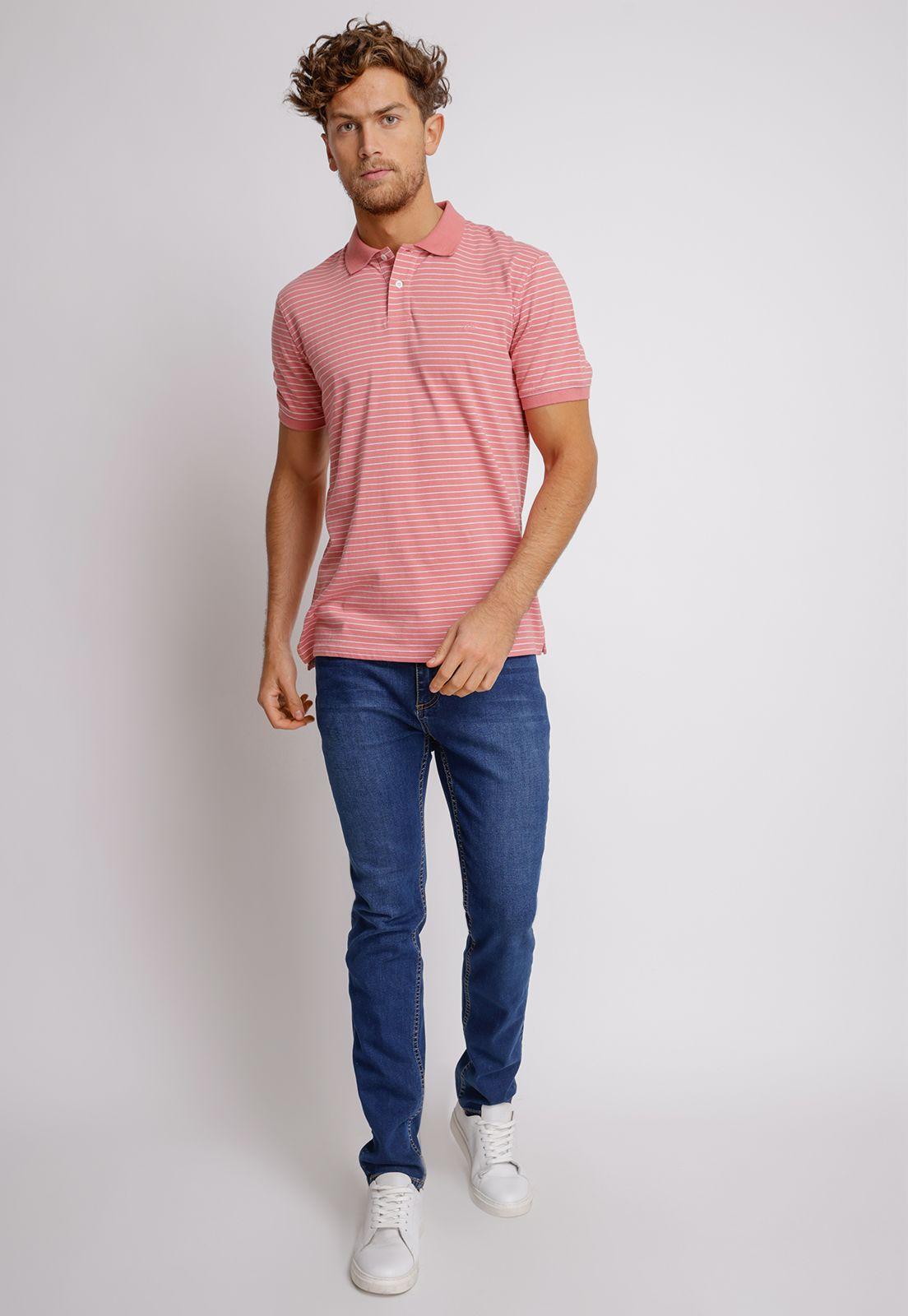 Polera Manga Corta hombre Slim Fit Max Algodón Coral-3
