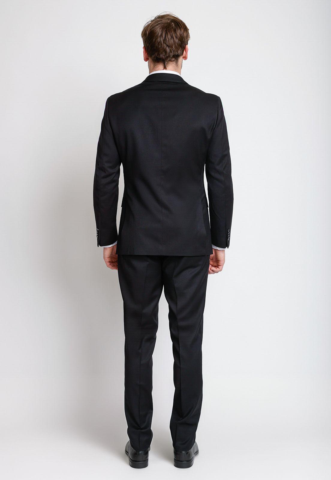 Traje Formal Hombre Mezcla Algodón Microdiseño Skinny Graduación Negro-1