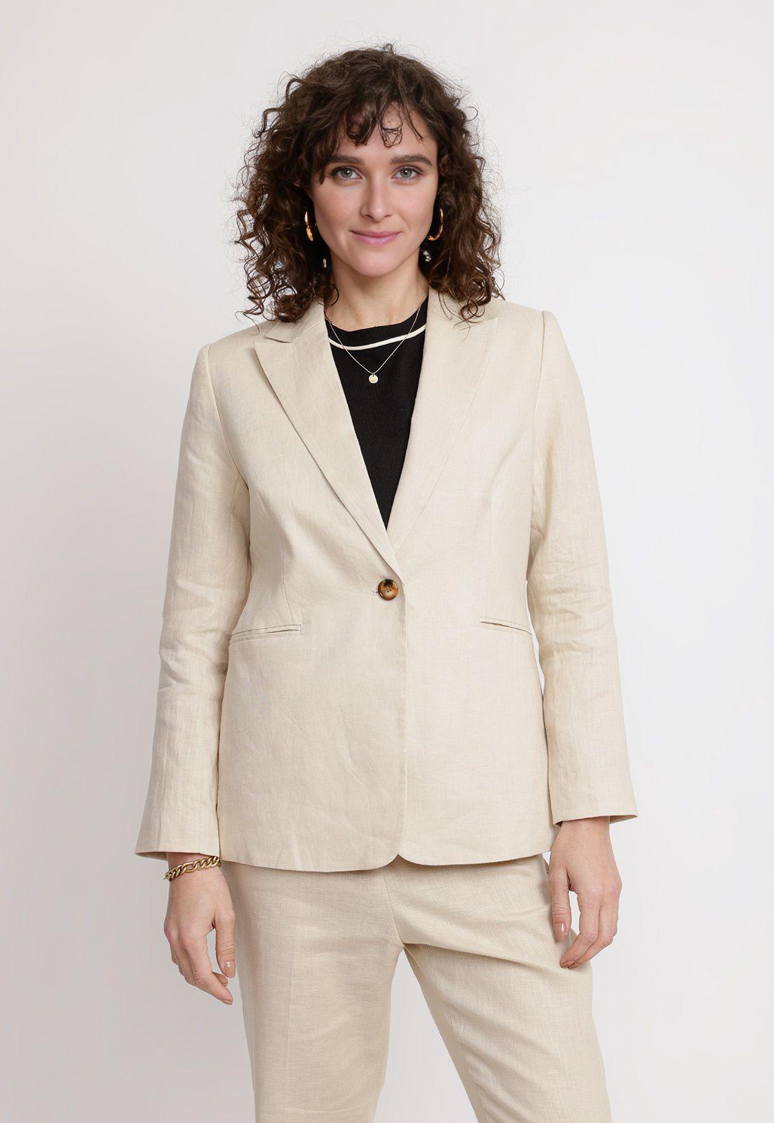 Blazer Mujer Celine Lino Beige-0