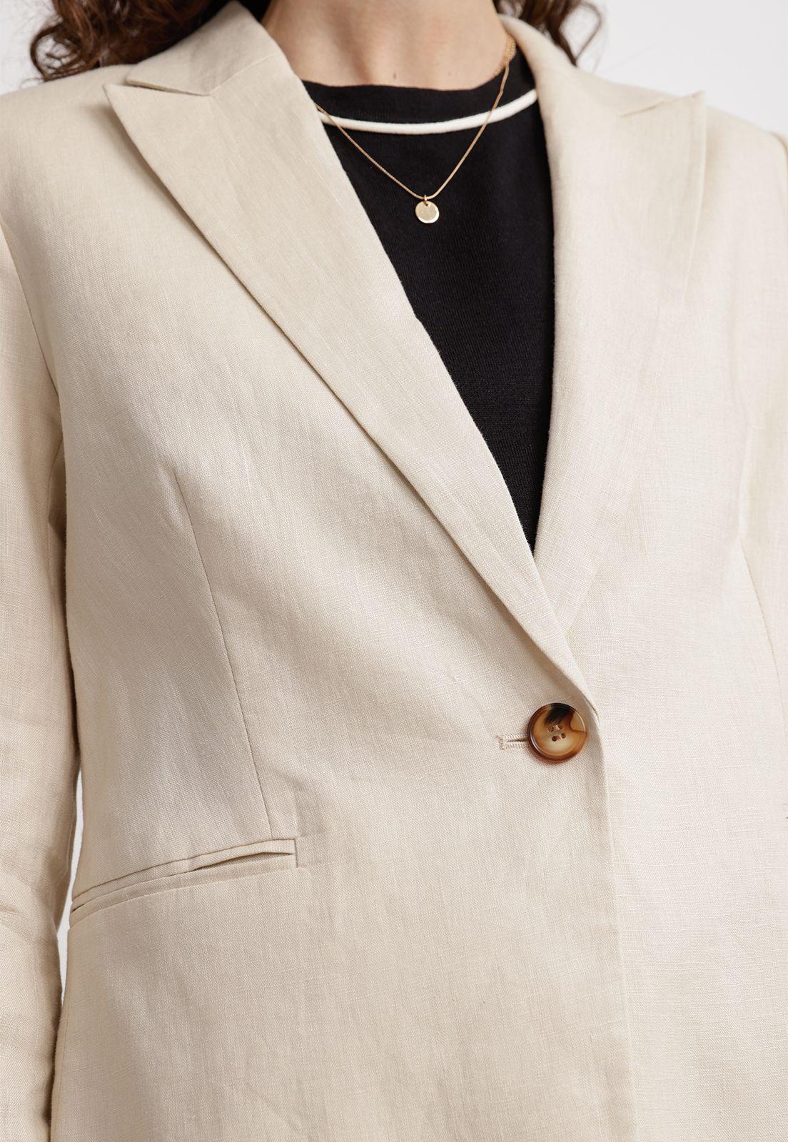 Blazer Mujer Celine Lino Beige-2