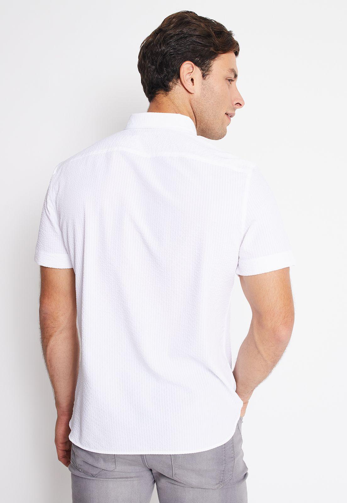 Camisa Hombre Manga Corta Stretch Blanco-1
