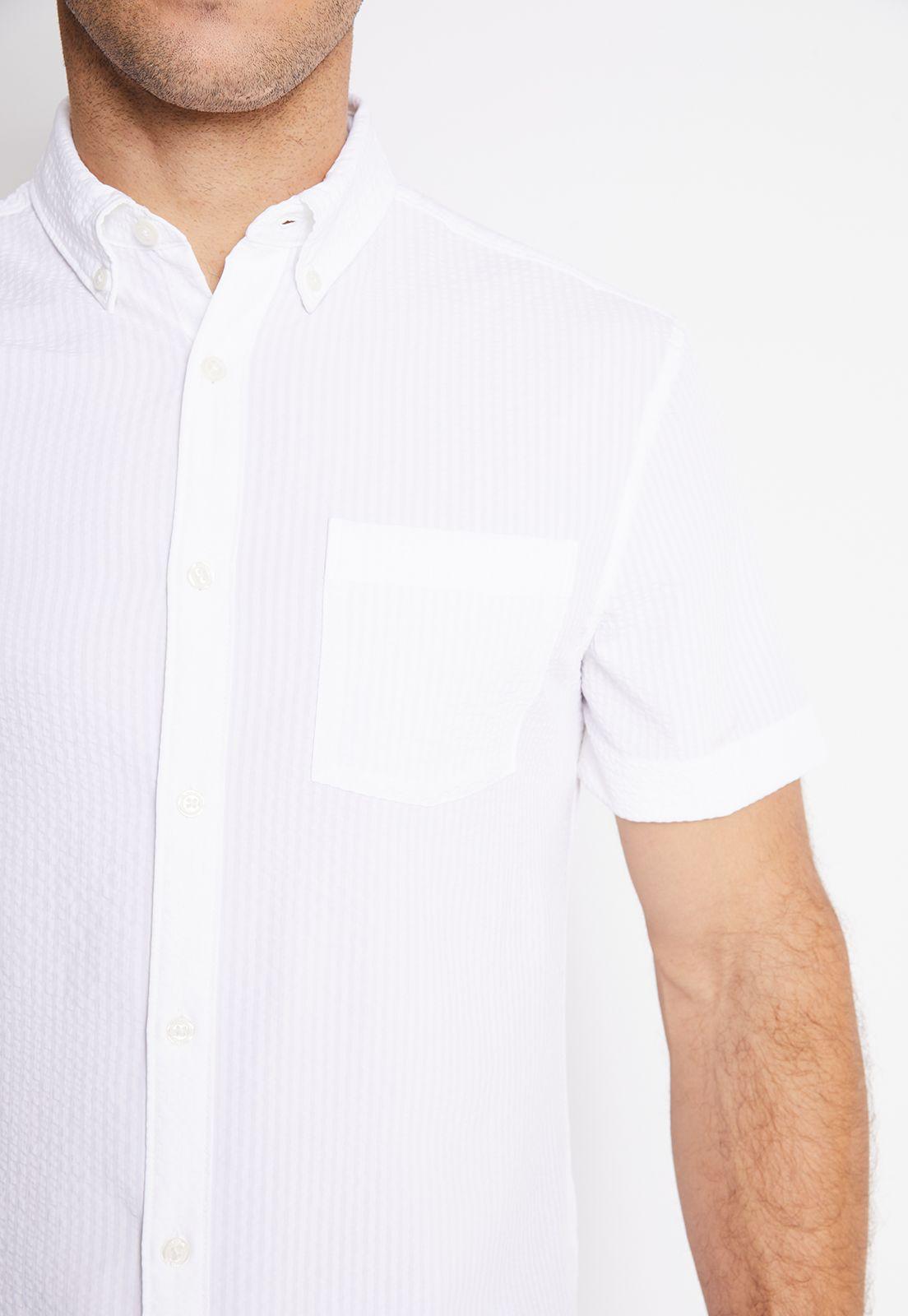 Camisa Hombre Manga Corta Stretch Blanco-2