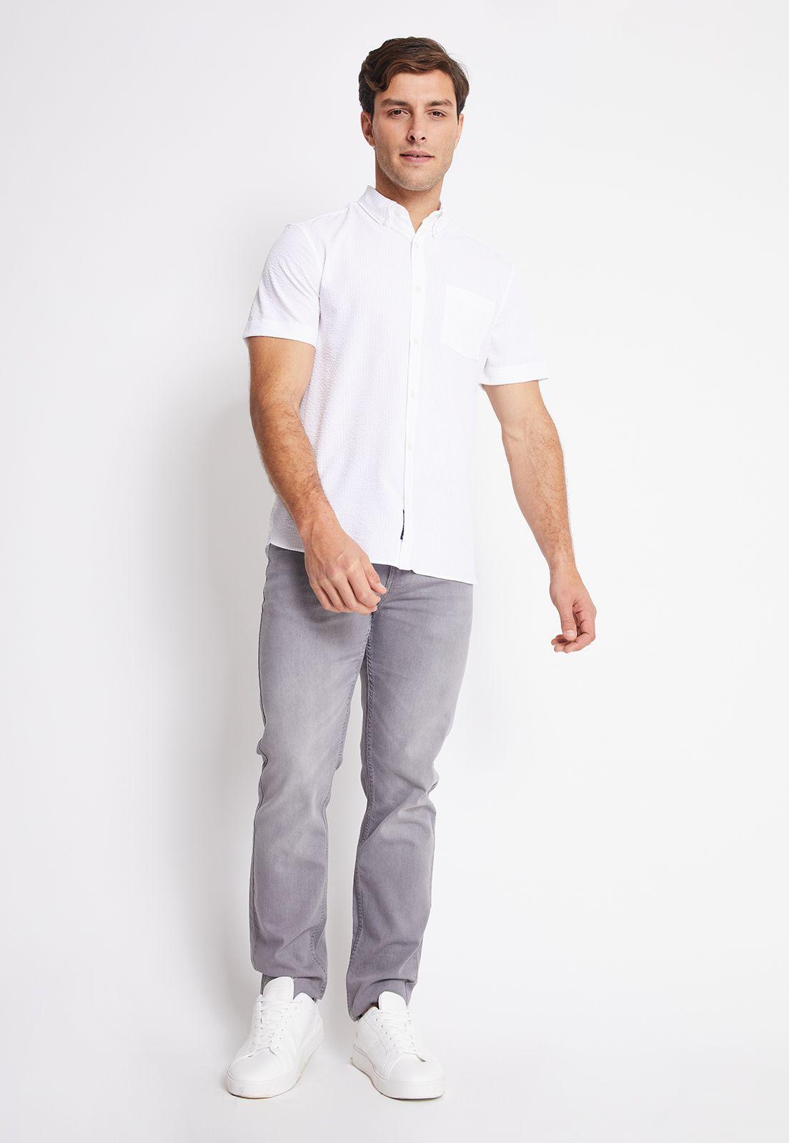 Camisa Hombre Manga Corta Stretch Blanco-3