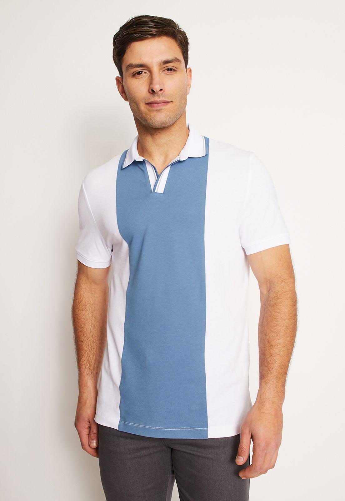 Polera Hombre Polo Bi Color Blanco-0