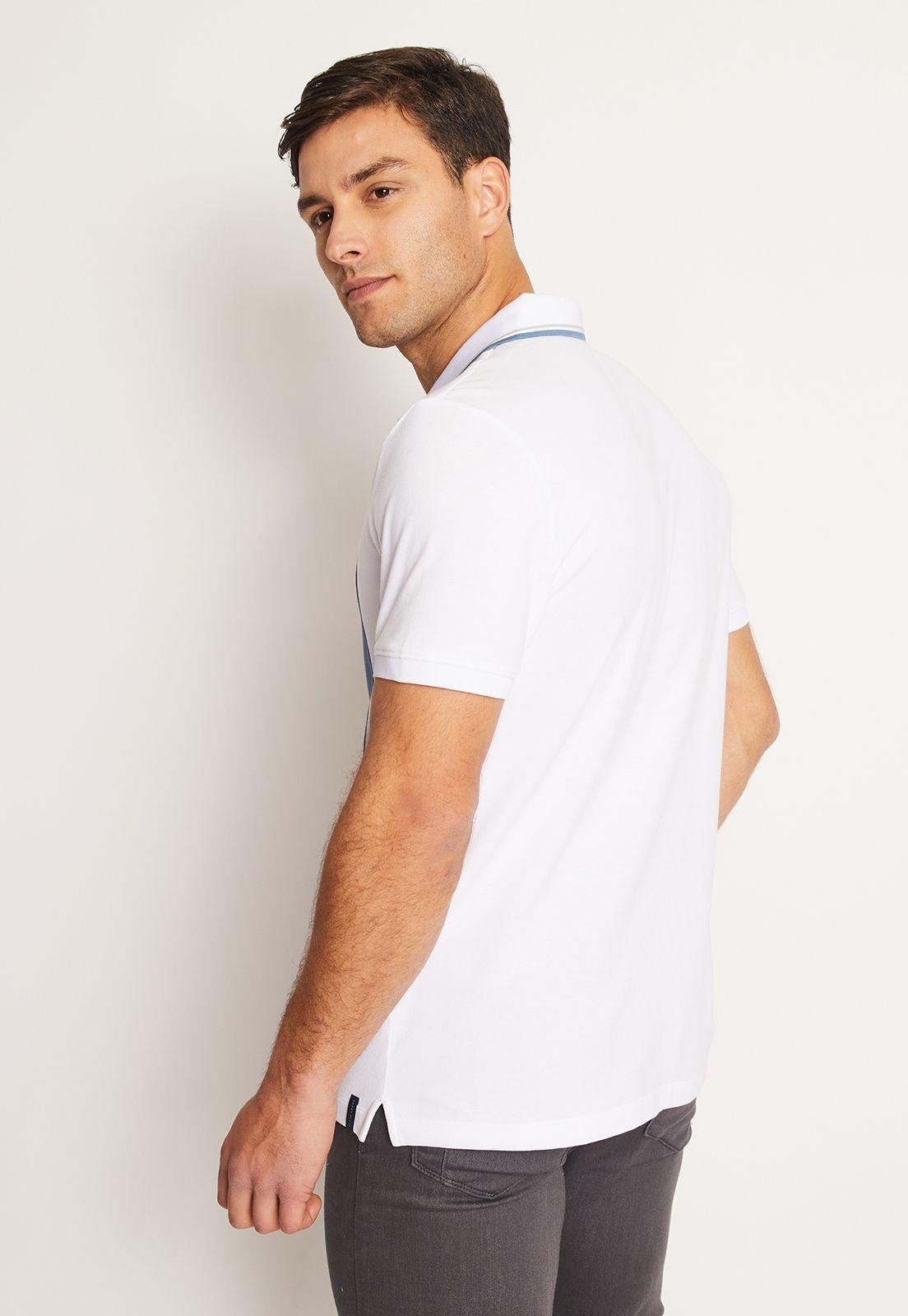 Polera Hombre Polo Bi Color Blanco-1