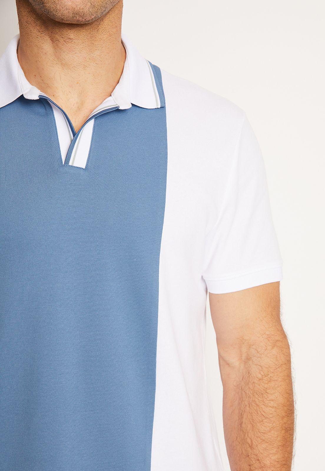 Polera Hombre Polo Bi Color Blanco-2