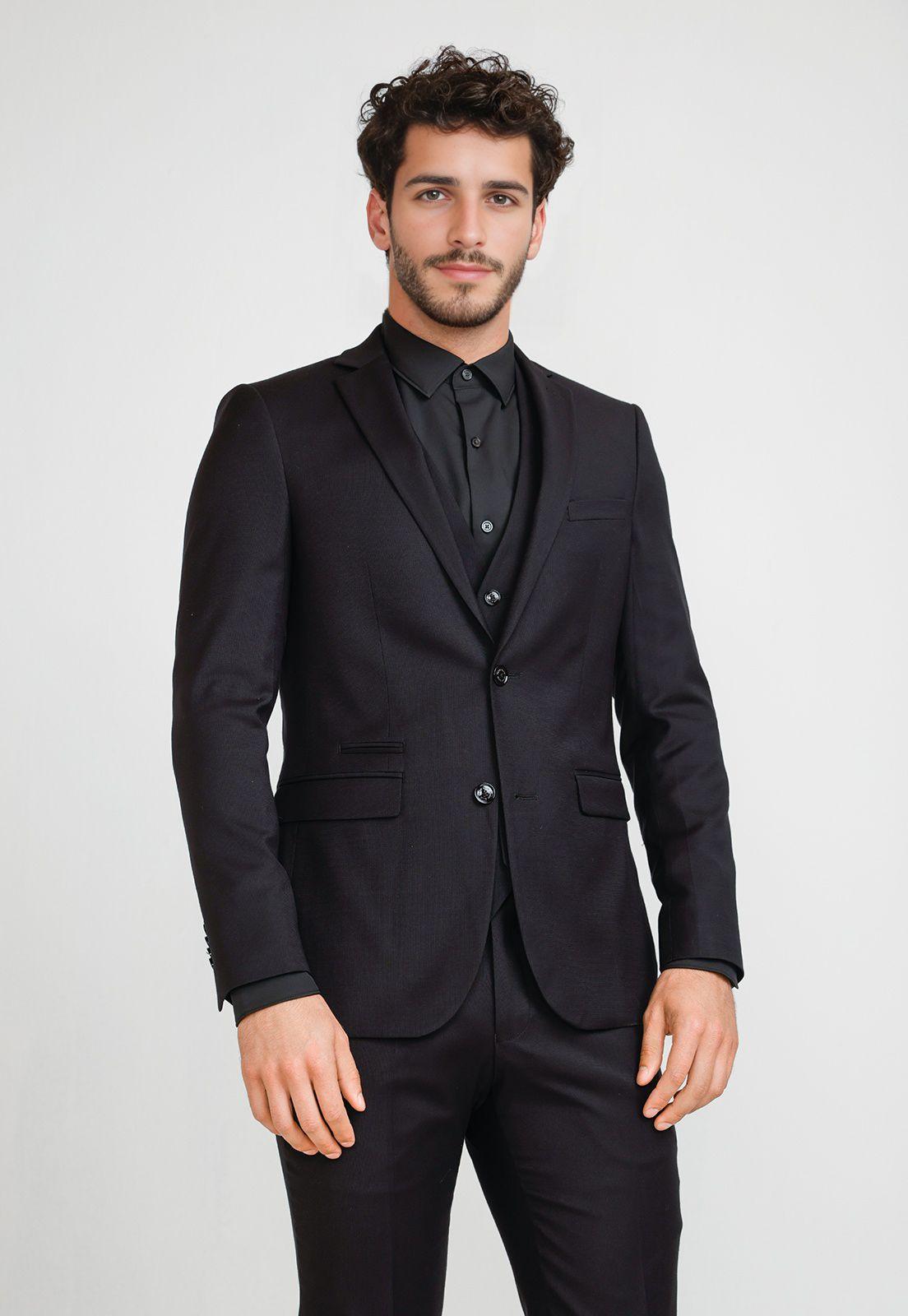 Chaqueta Hombre Traje Suit Separates Washable Negro-0
