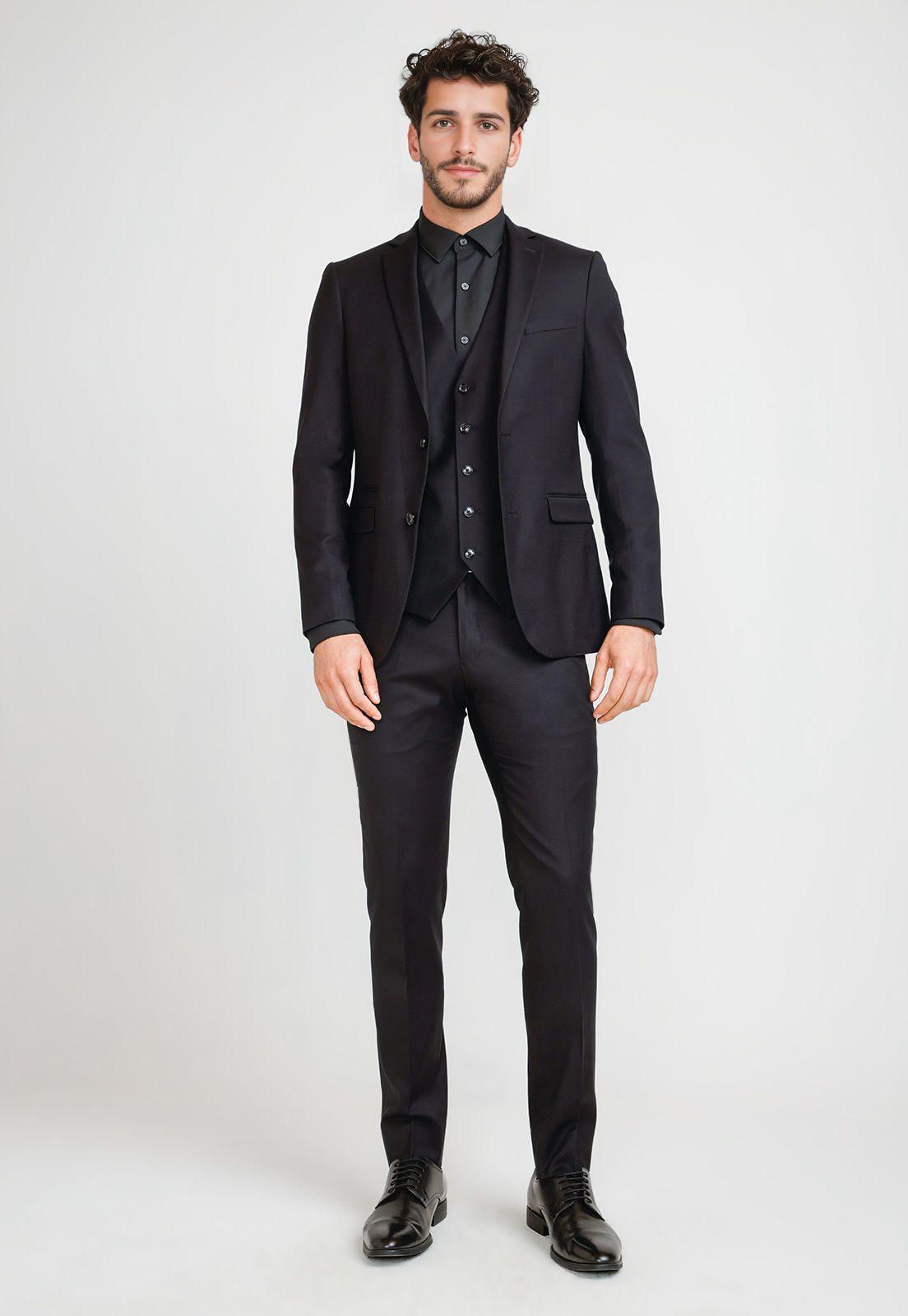 Chaqueta Hombre Traje Suit Separates Washable Negro-3