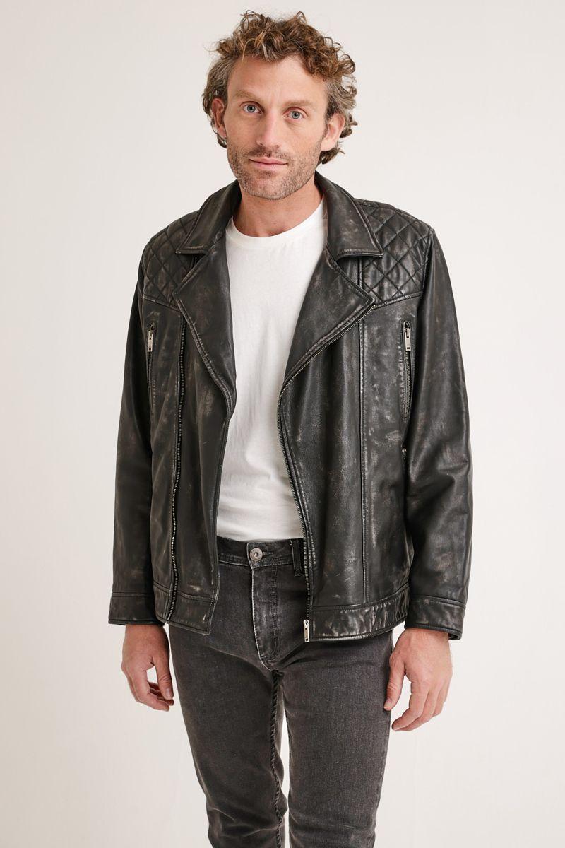 Chaqueta de cuero Anya negro-0