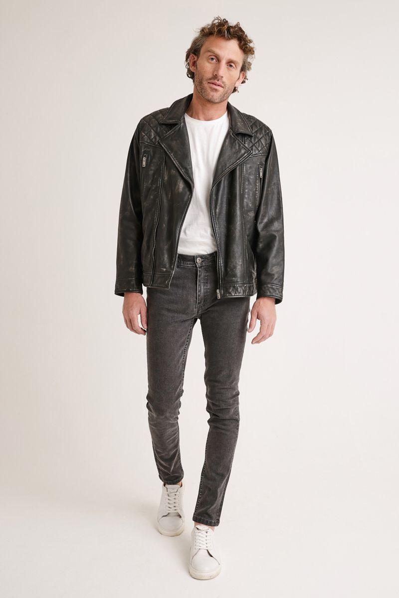 Chaqueta de cuero Anya negro-3