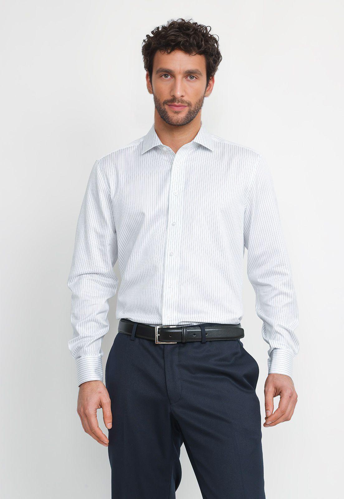 Camisa Hombre Formal Algodón Non Iron Azul-0