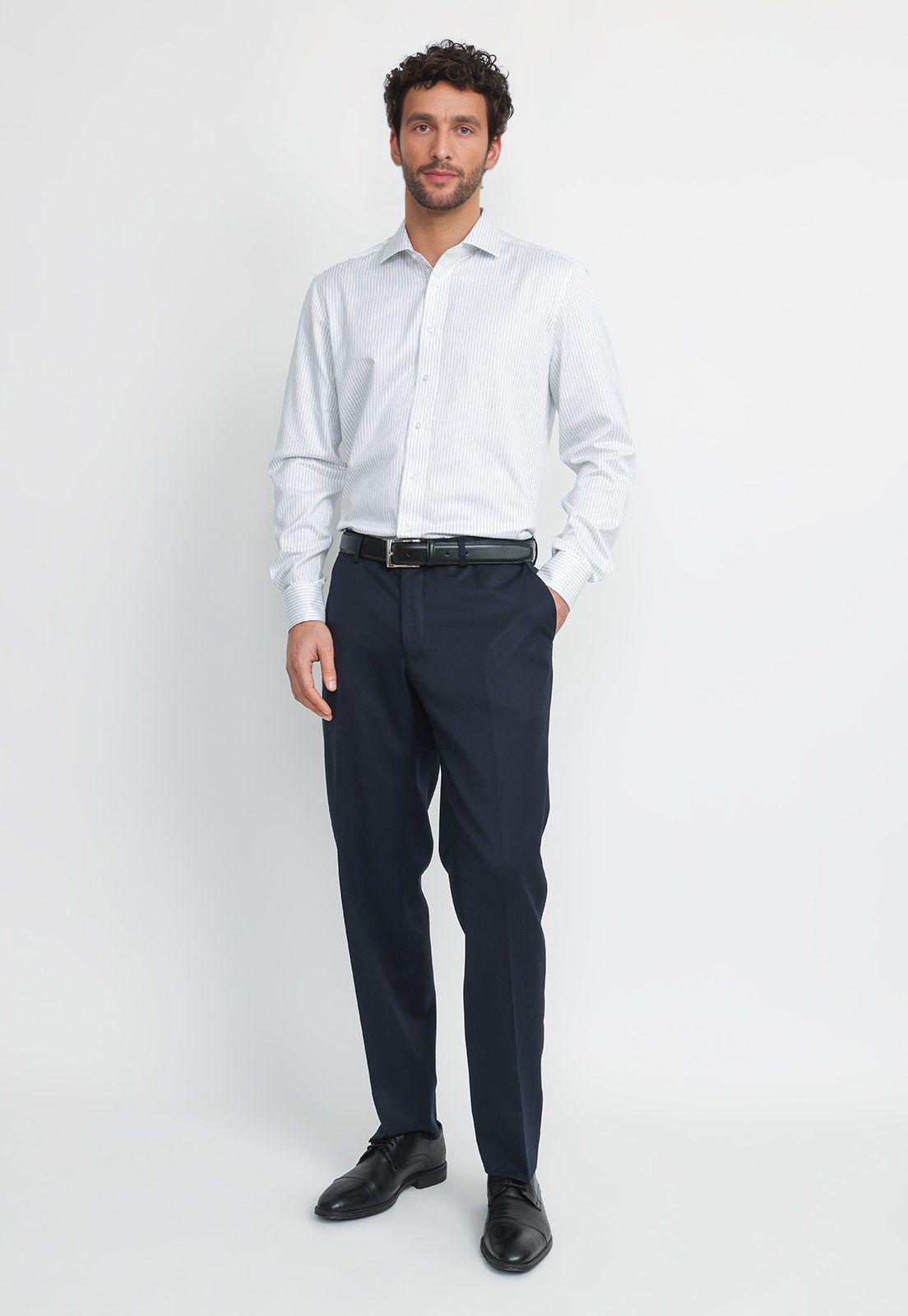 Camisa Hombre Formal Algodón Non Iron Azul-3