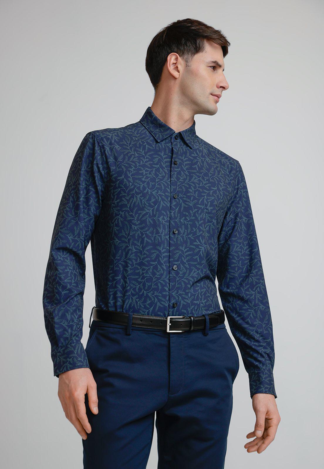 Camisa Hombre Total Stretch Estampada Navy-0