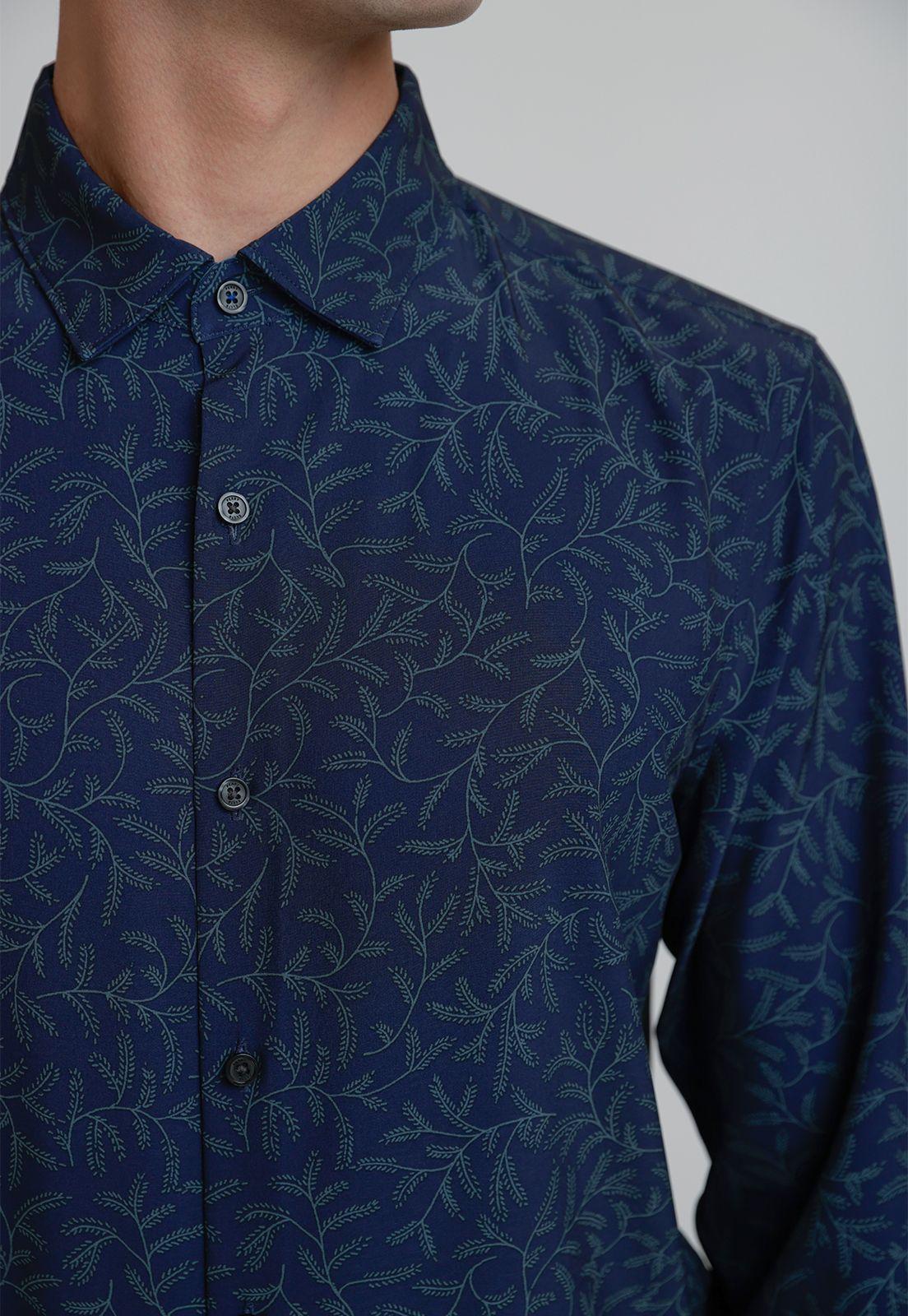 Camisa Hombre Total Stretch Estampada Navy-2