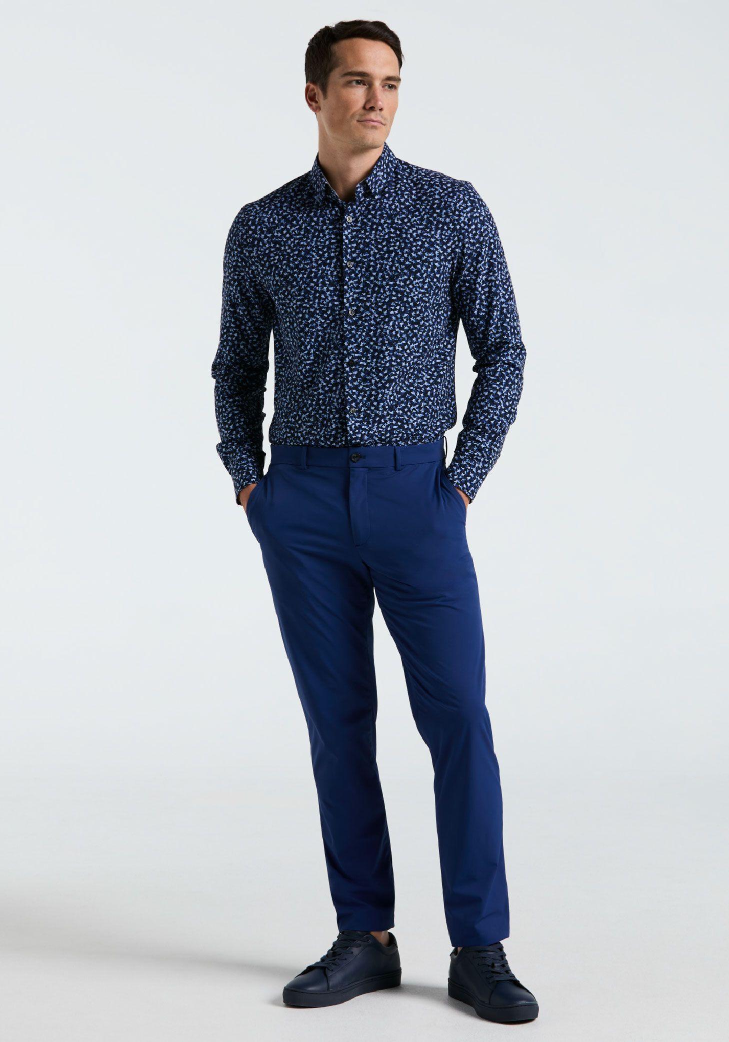 Camisa Hombre Total Stretch Estampada Navy-3