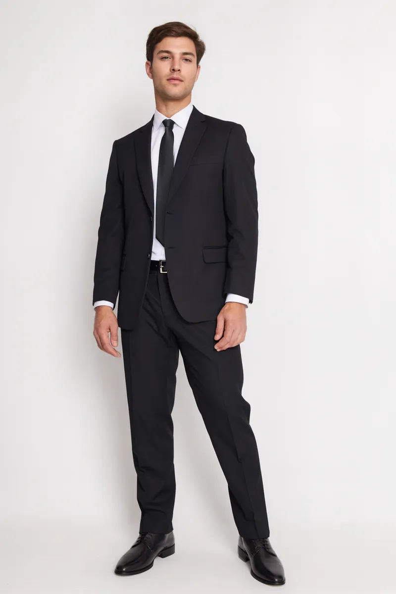 Traje Formal Básico Regular Twill Negro-0