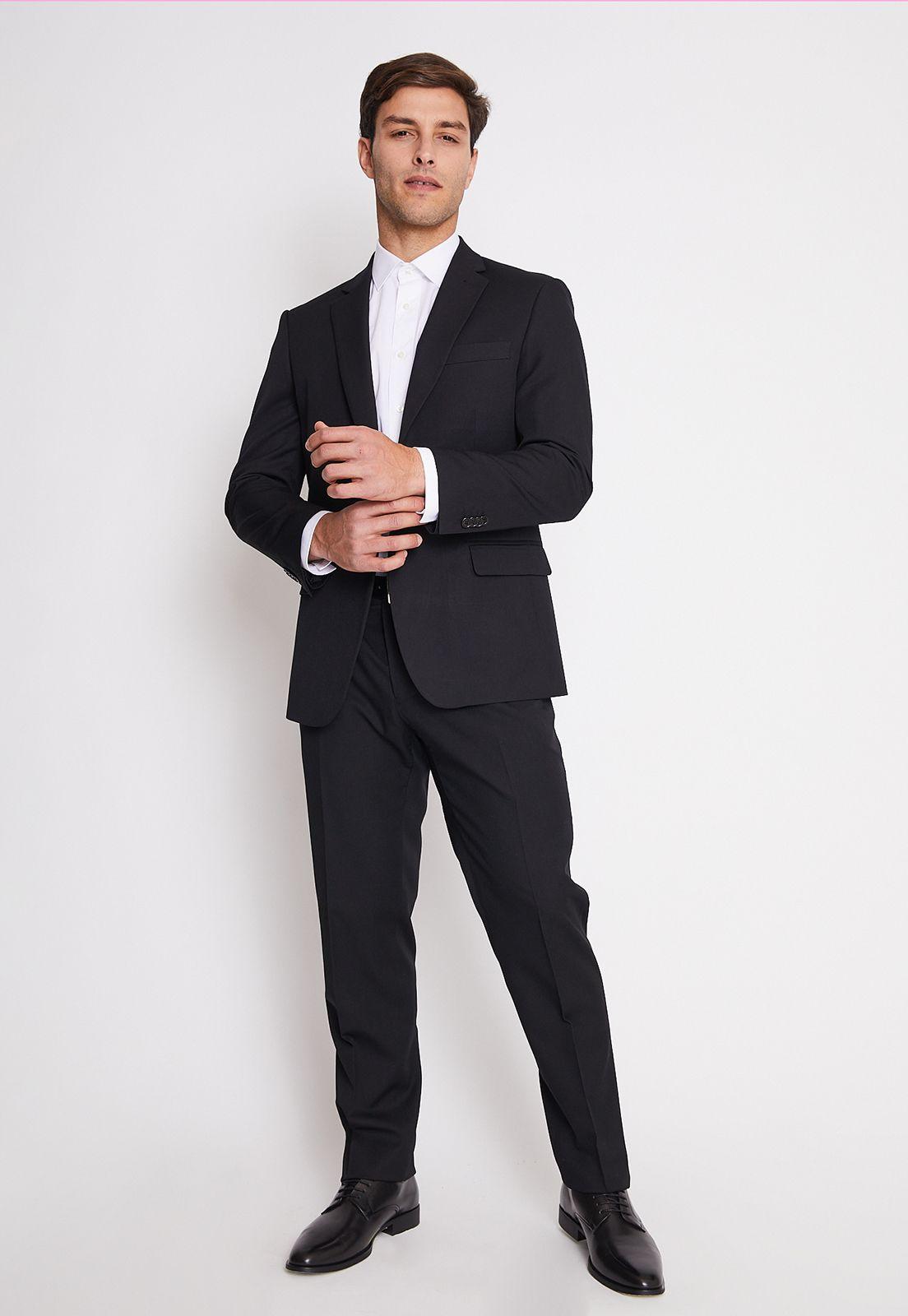 Traje Formal Básico Regular Twill Negro-0