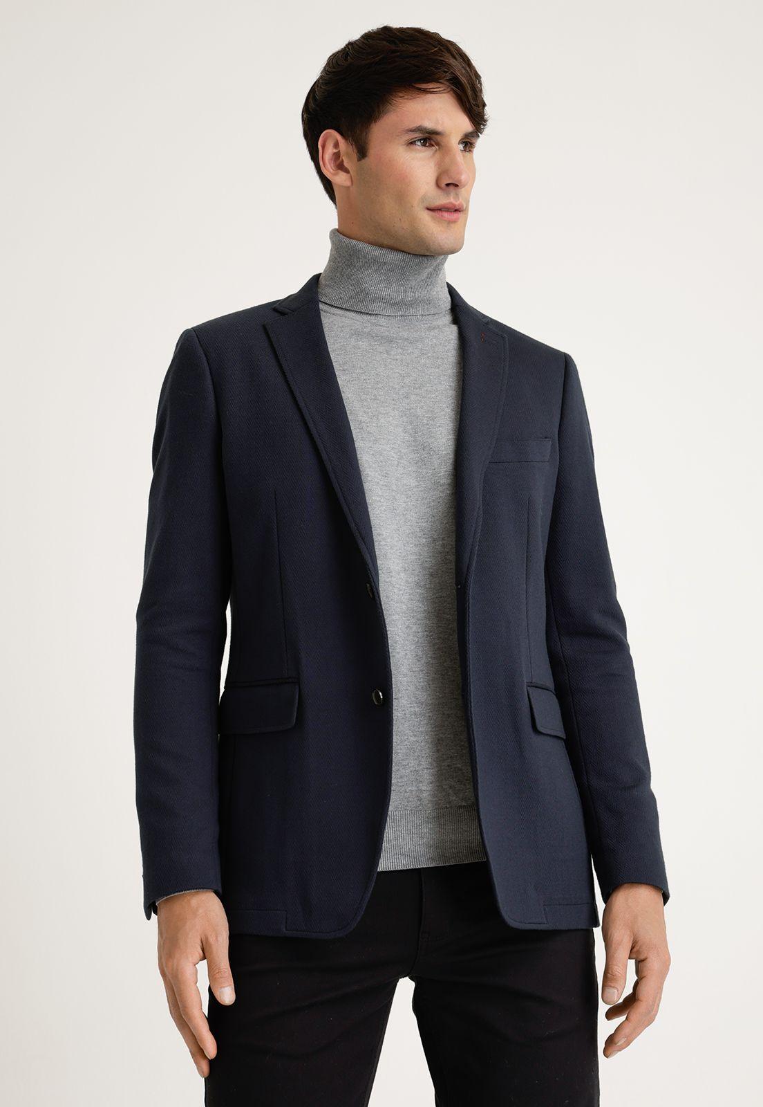 Chaqueta Casual Knit Navy-0