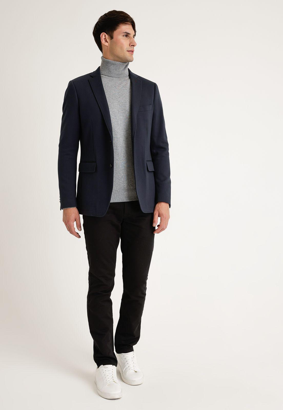 Chaqueta Casual Knit Navy-3