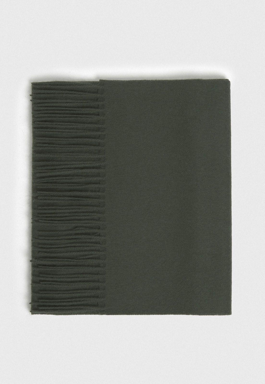 Bufanda de lana cuadros verde oscuro-1