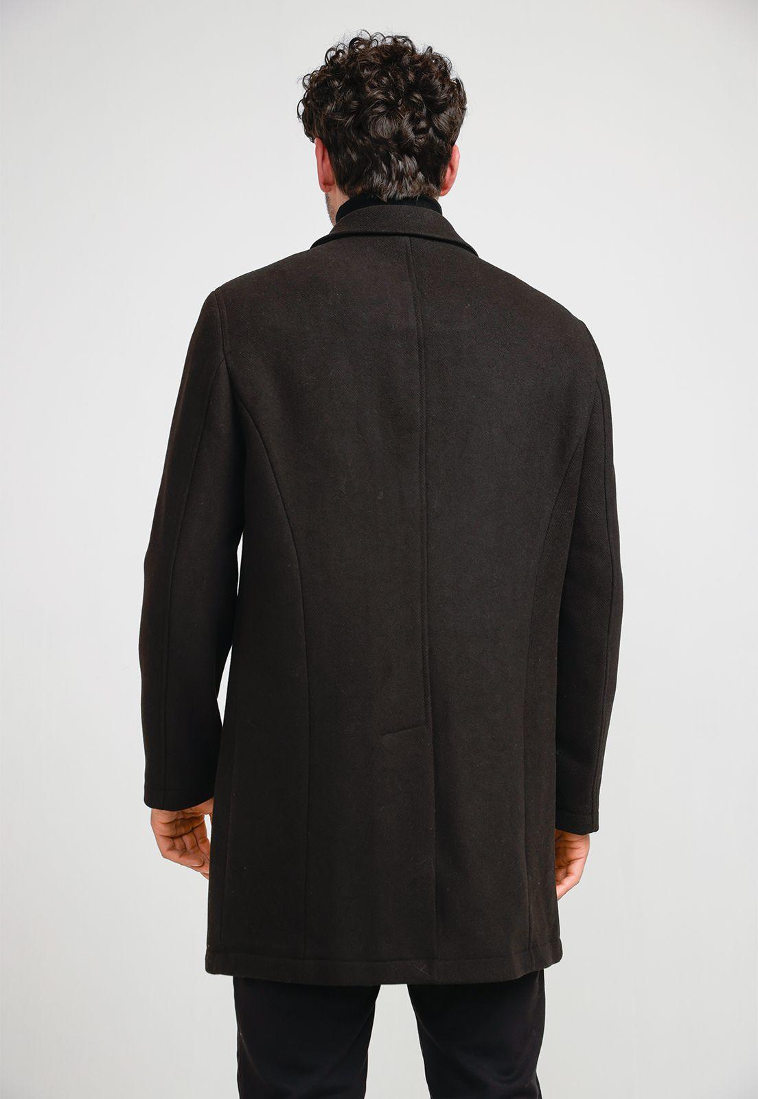Abrigo Hombre Lana Twill Negro-1