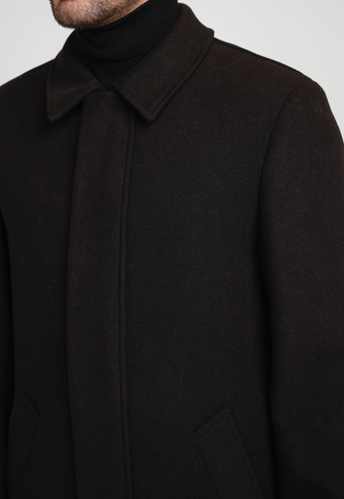 Abrigo Hombre Lana Twill Negro-2