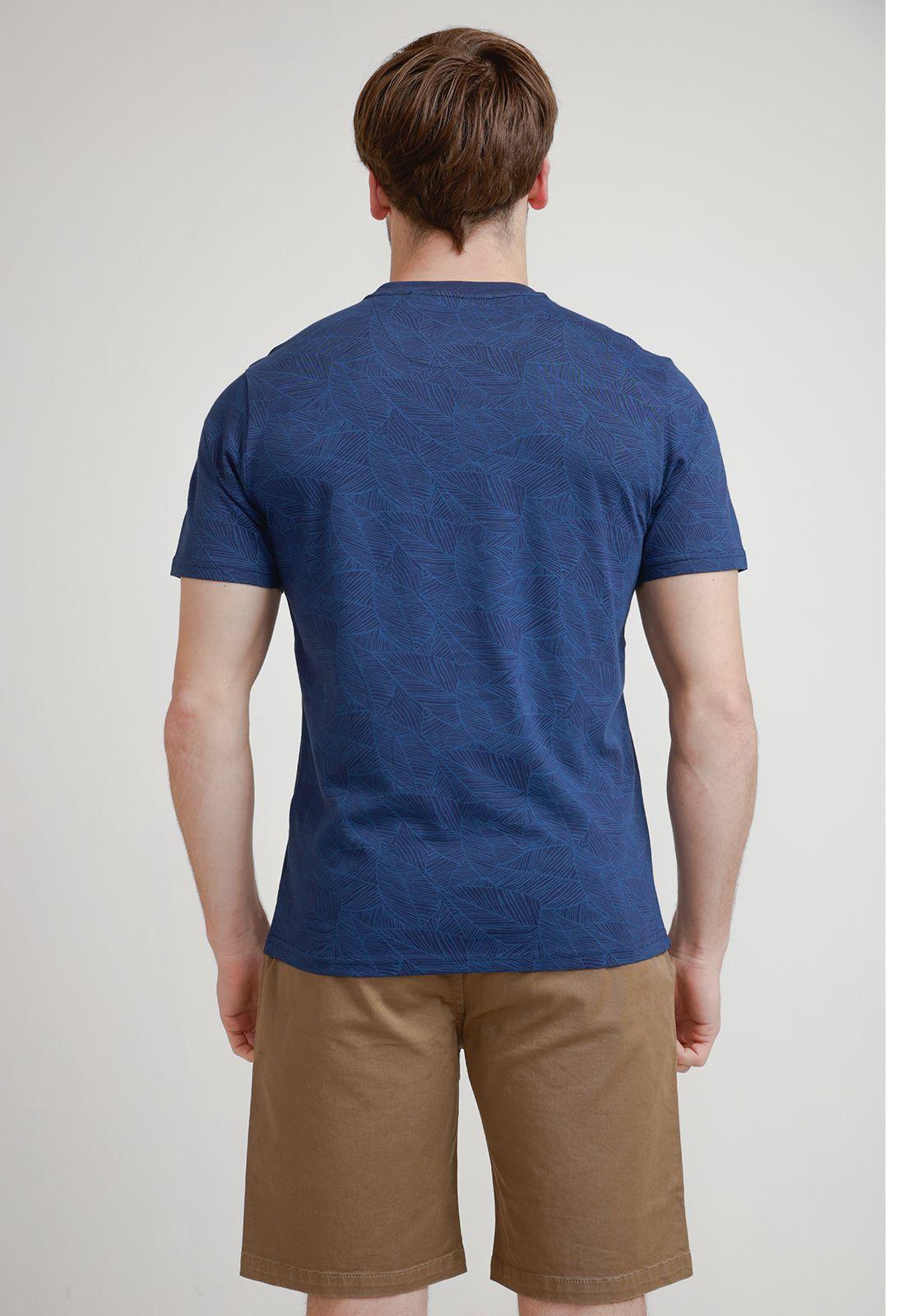 Polera Hombre Algodón Estampada Slim Miquele Azul Marino-1