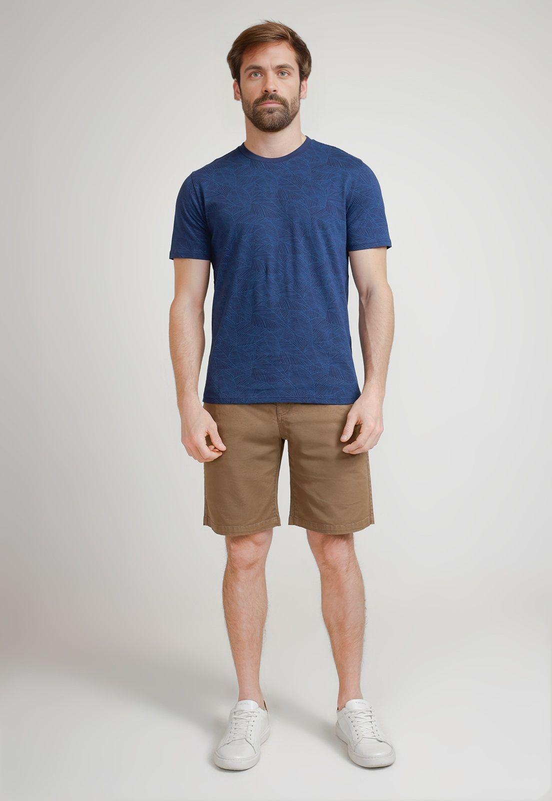 Polera Hombre Algodón Estampada Slim Miquele Azul Marino-3