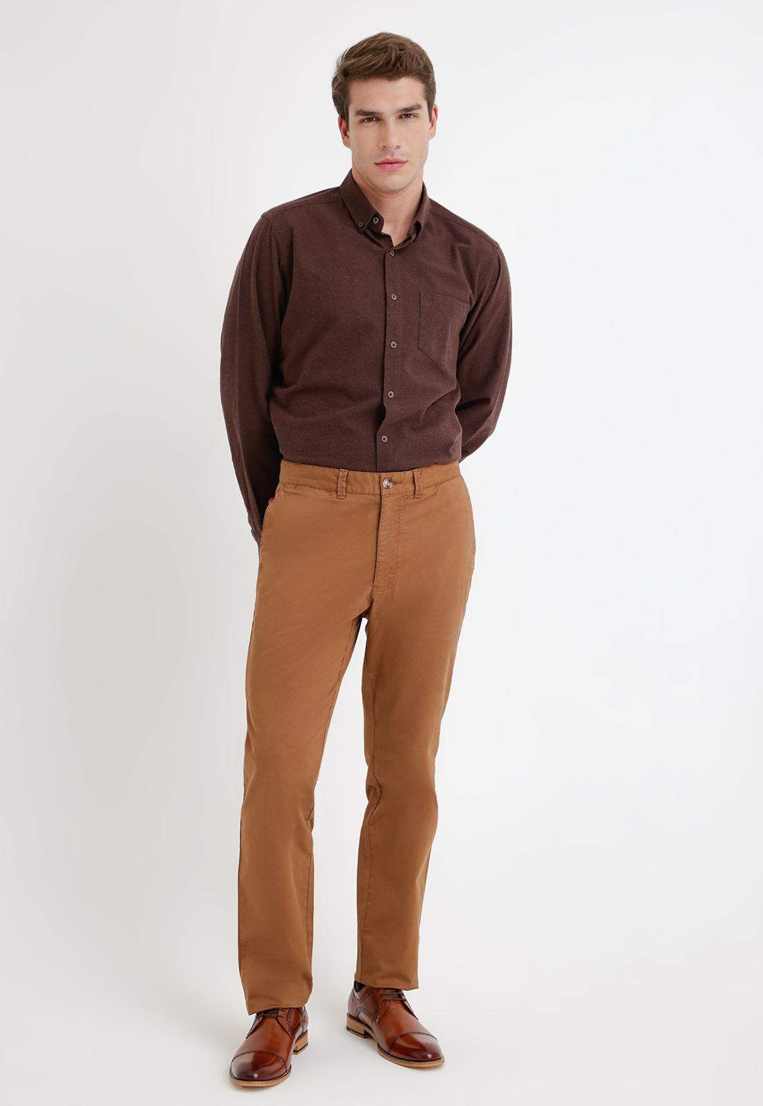 Pantalón Hombre Algodón Liso Slim Vinci Tabaco-3