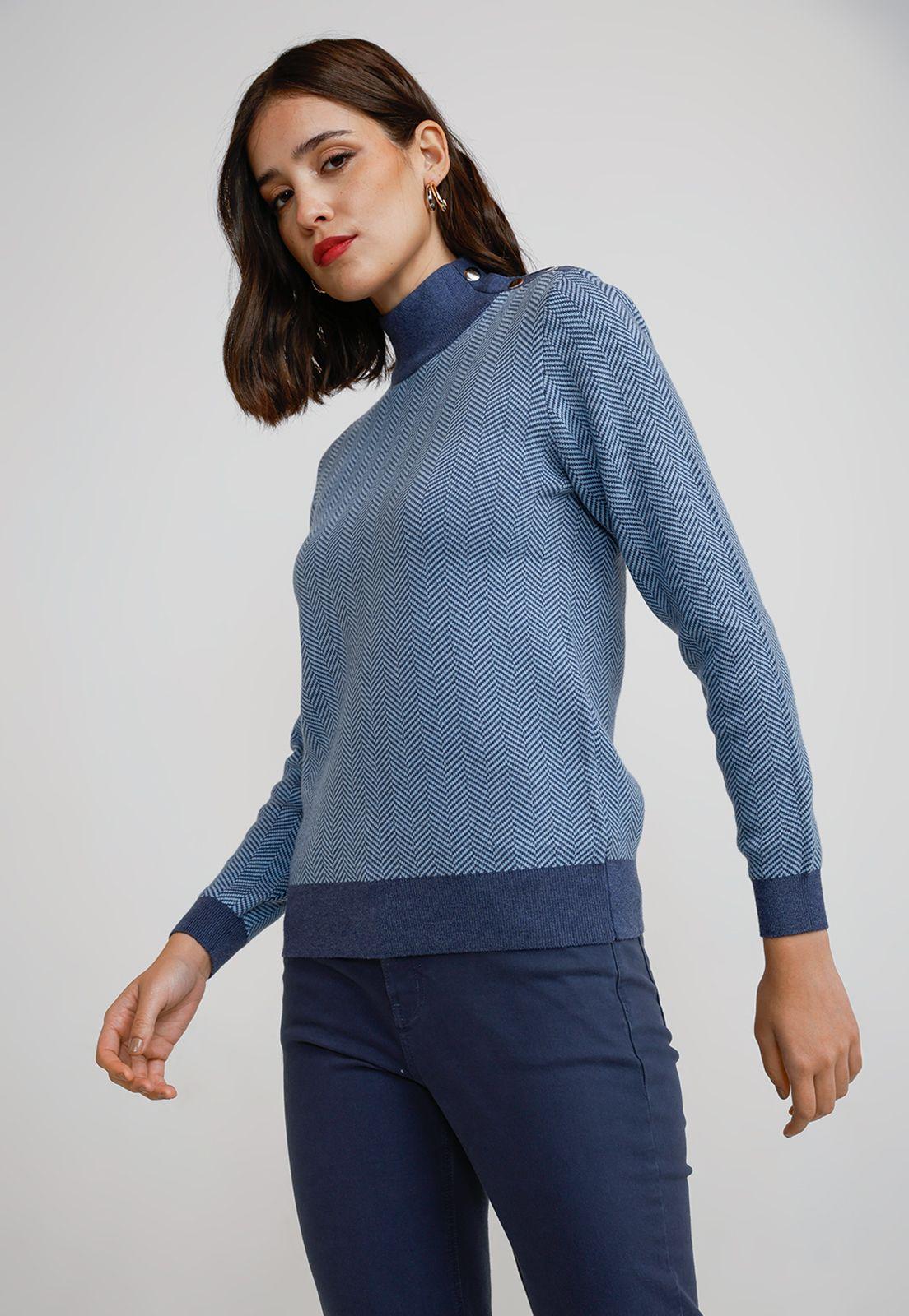 Sweater Mujer Algodón Celeste-0