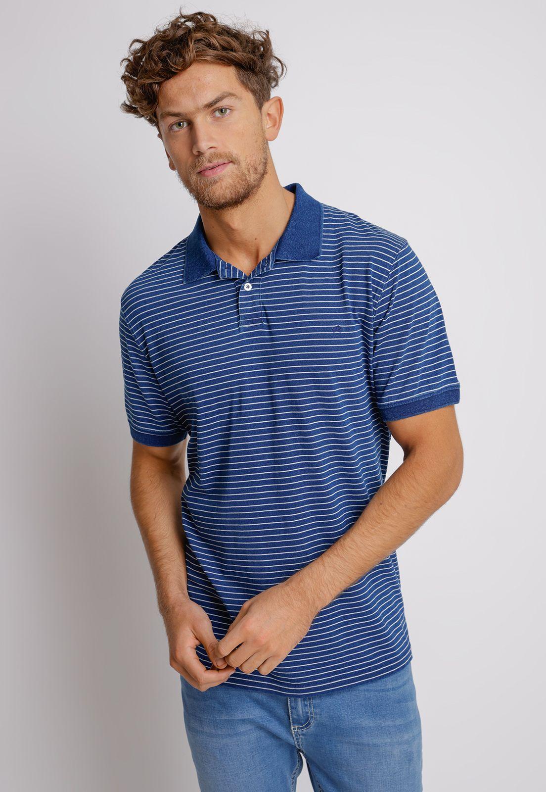 Polera Manga Corta hombre Slim Fit Max Algodón Índigo-0