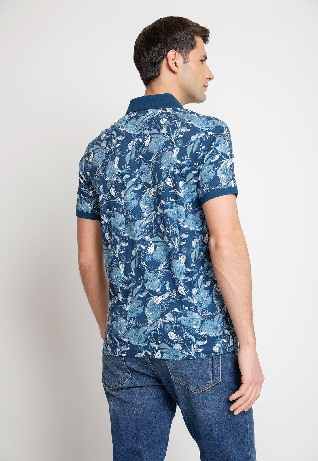 Polera Hombre Polo Estampada Azul-1