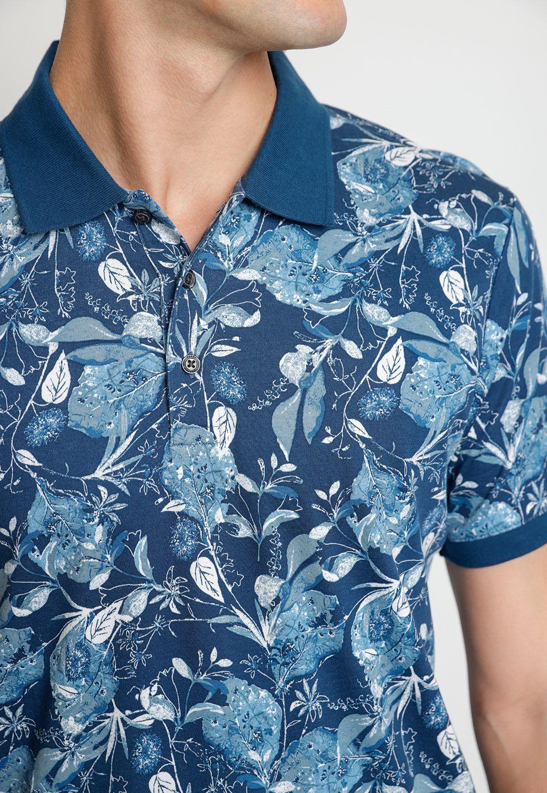 Polera Hombre Polo Estampada Azul-2