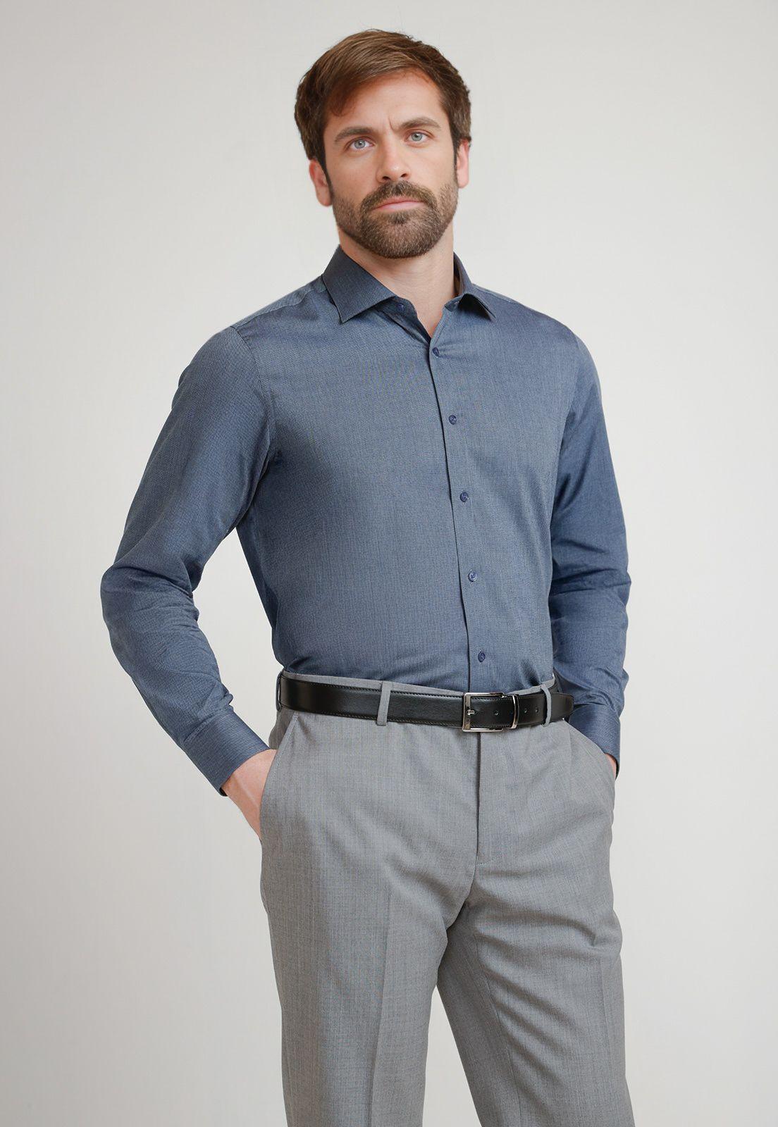 Camisa Hombre Formal Classic Azul Marino-0