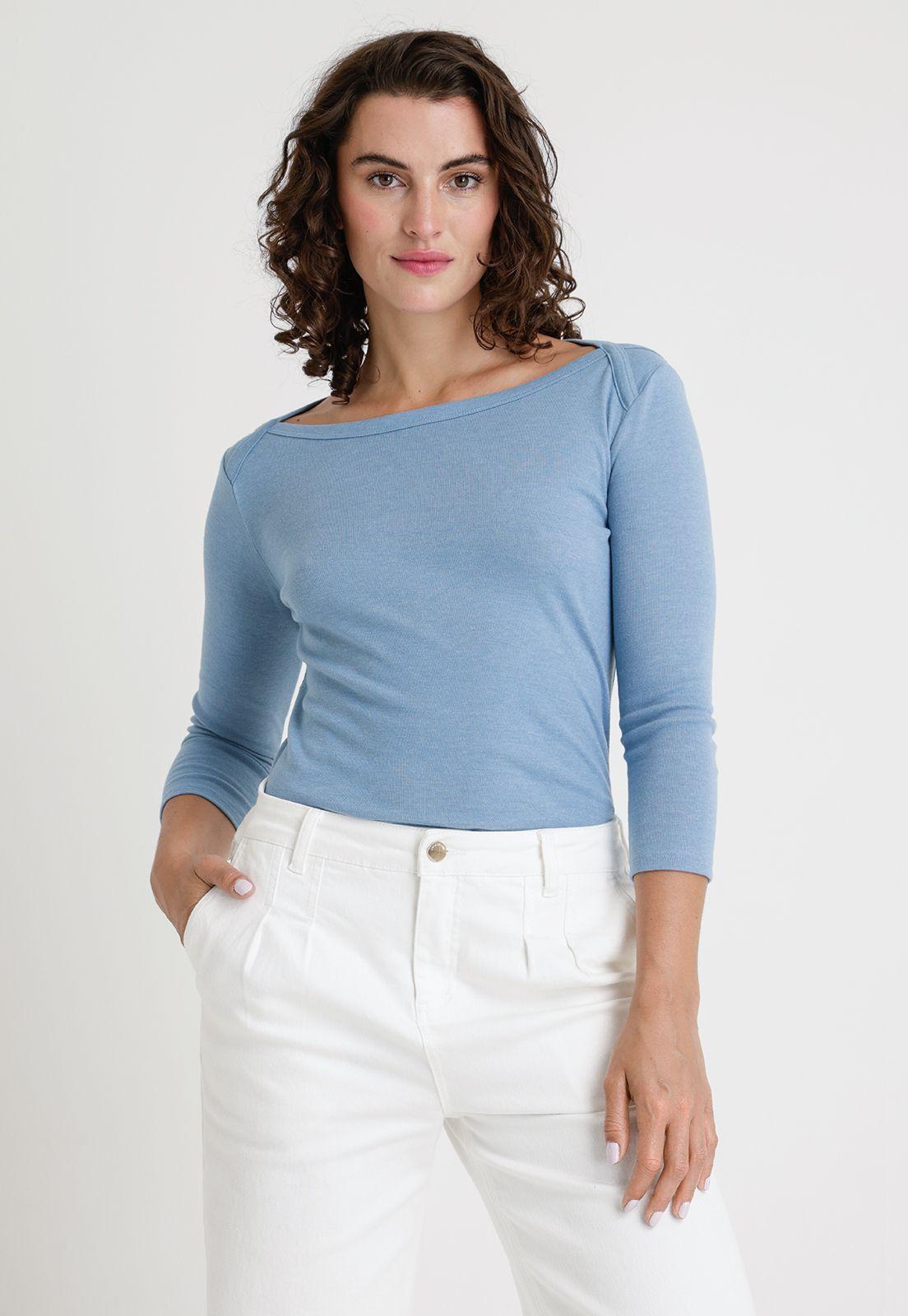 Polera De Mujer Modelo Cyan Color Celeste-0