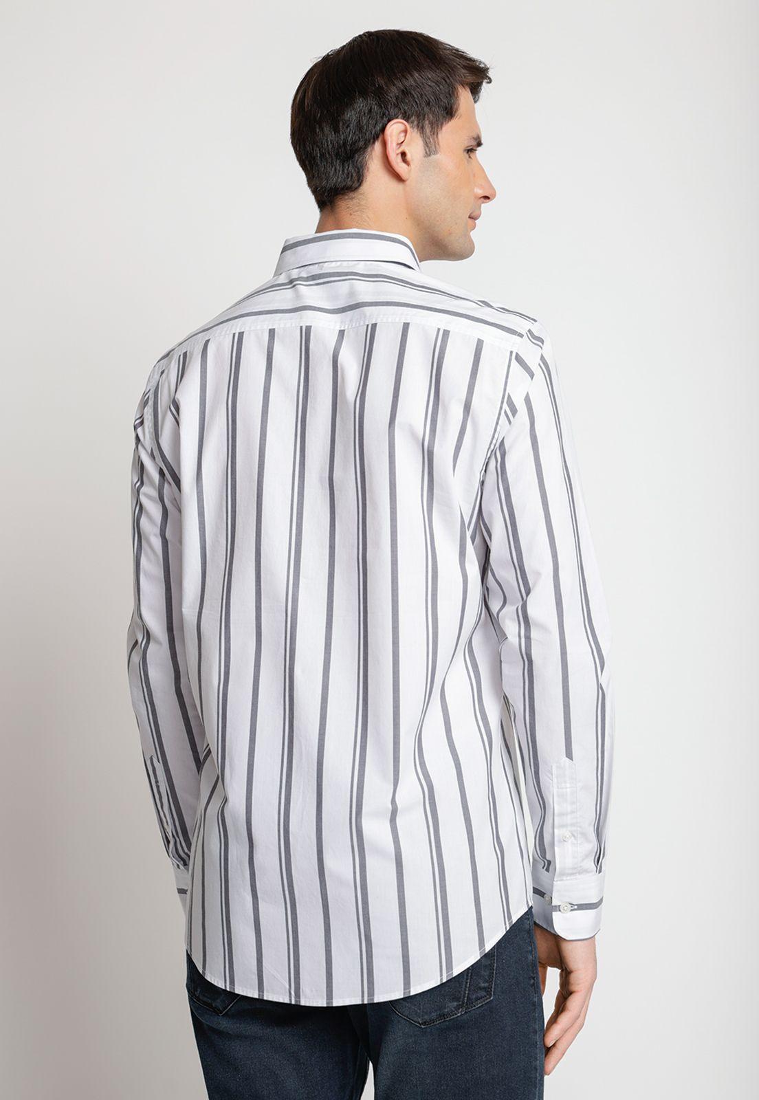 Camisa Hombre Manga Larga Listada Gris Oscuro-1