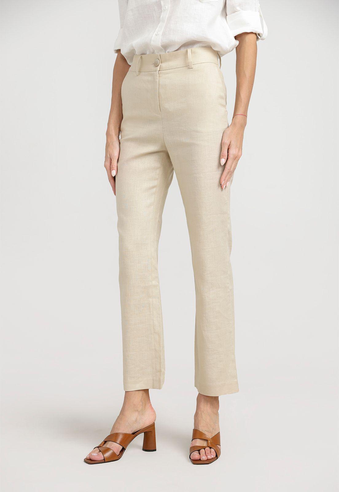 Pantalón Mujer Savanah Lino Beige-0