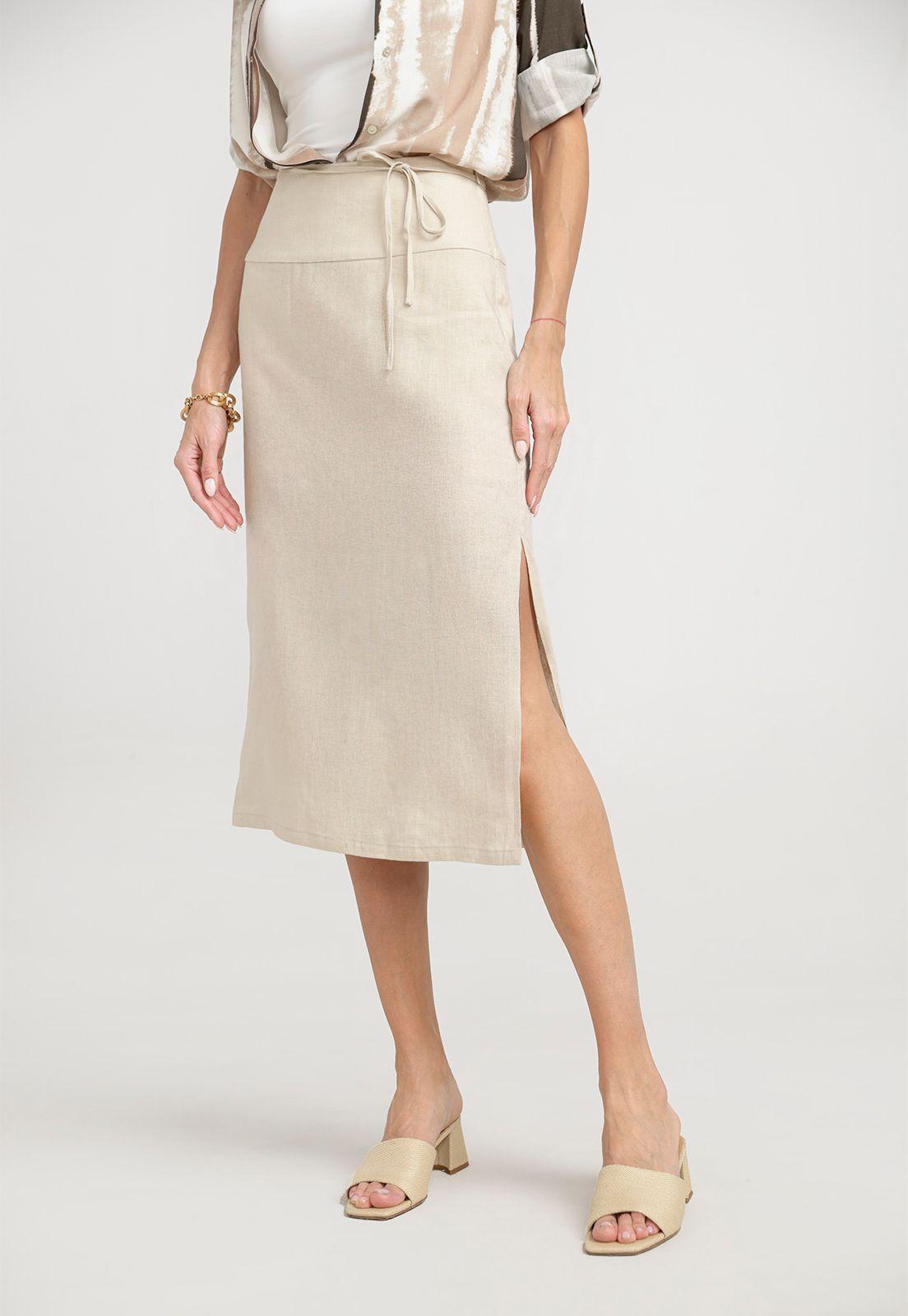 Falda Mujer Andrea Lino Beige-0