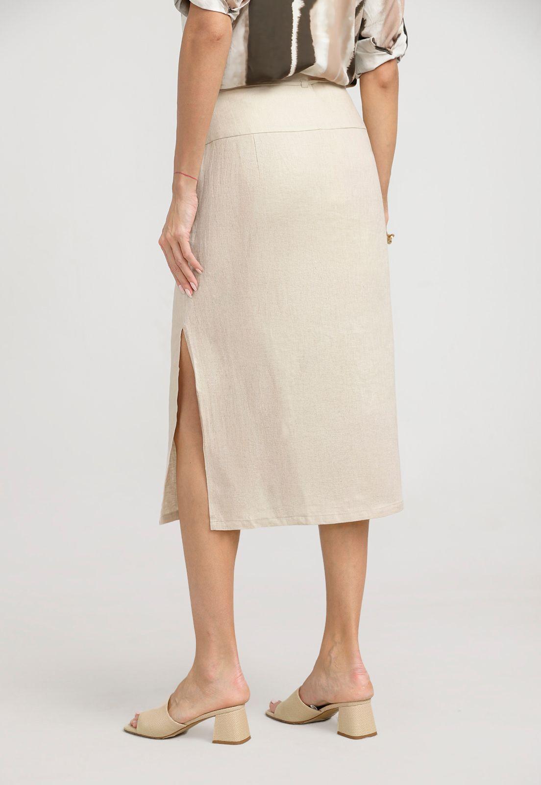 Falda Mujer Andrea Lino Beige-1